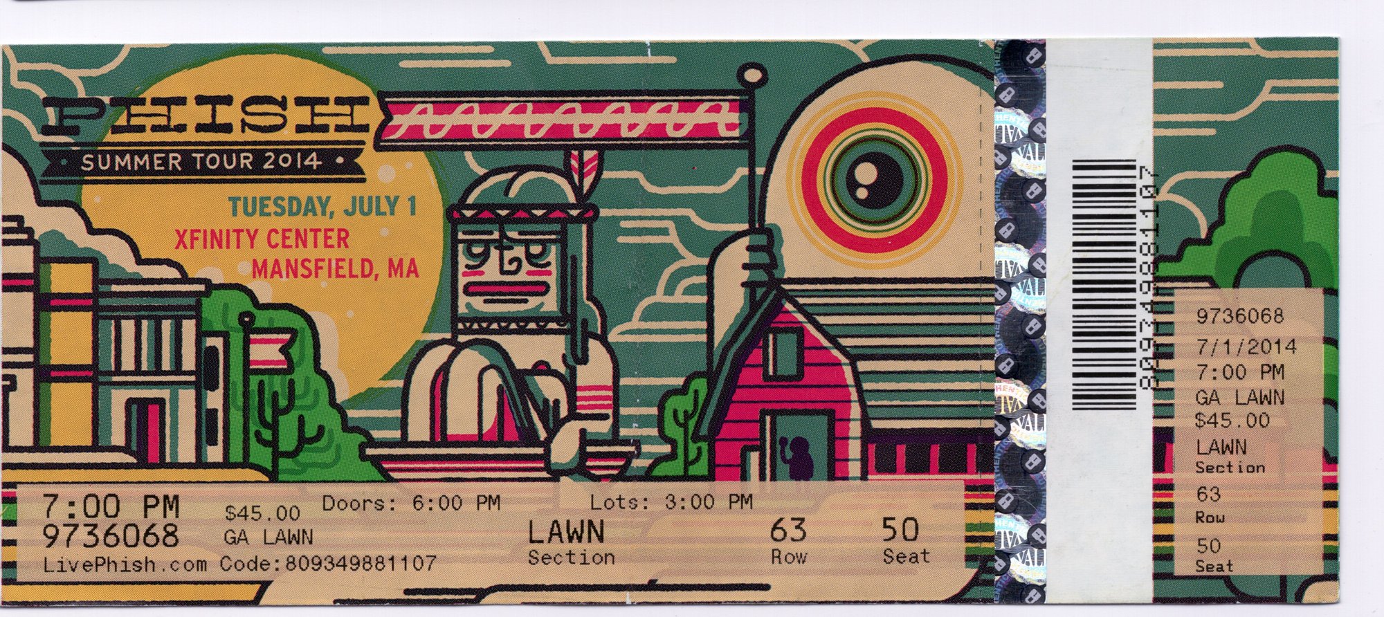 Ticket for 2014-07-01 at Xfinity Center