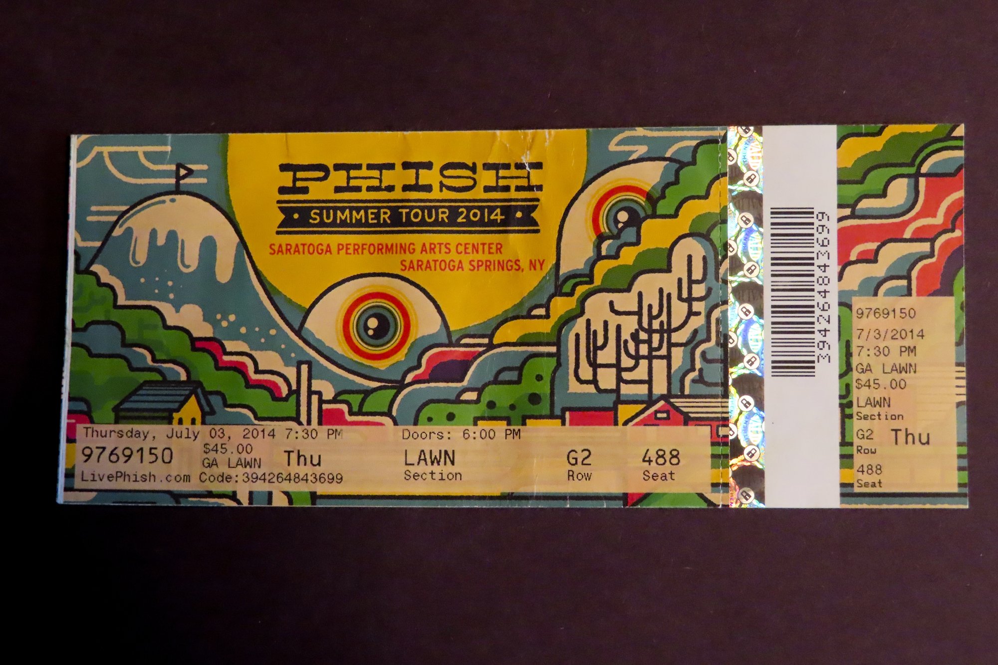 Ticket for 2014-07-03 at Saratoga Performing Arts Center