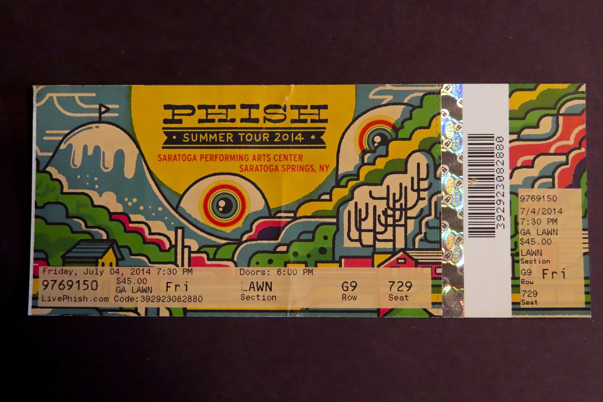 Ticket for 2014-07-04 at Saratoga Performing Arts Center