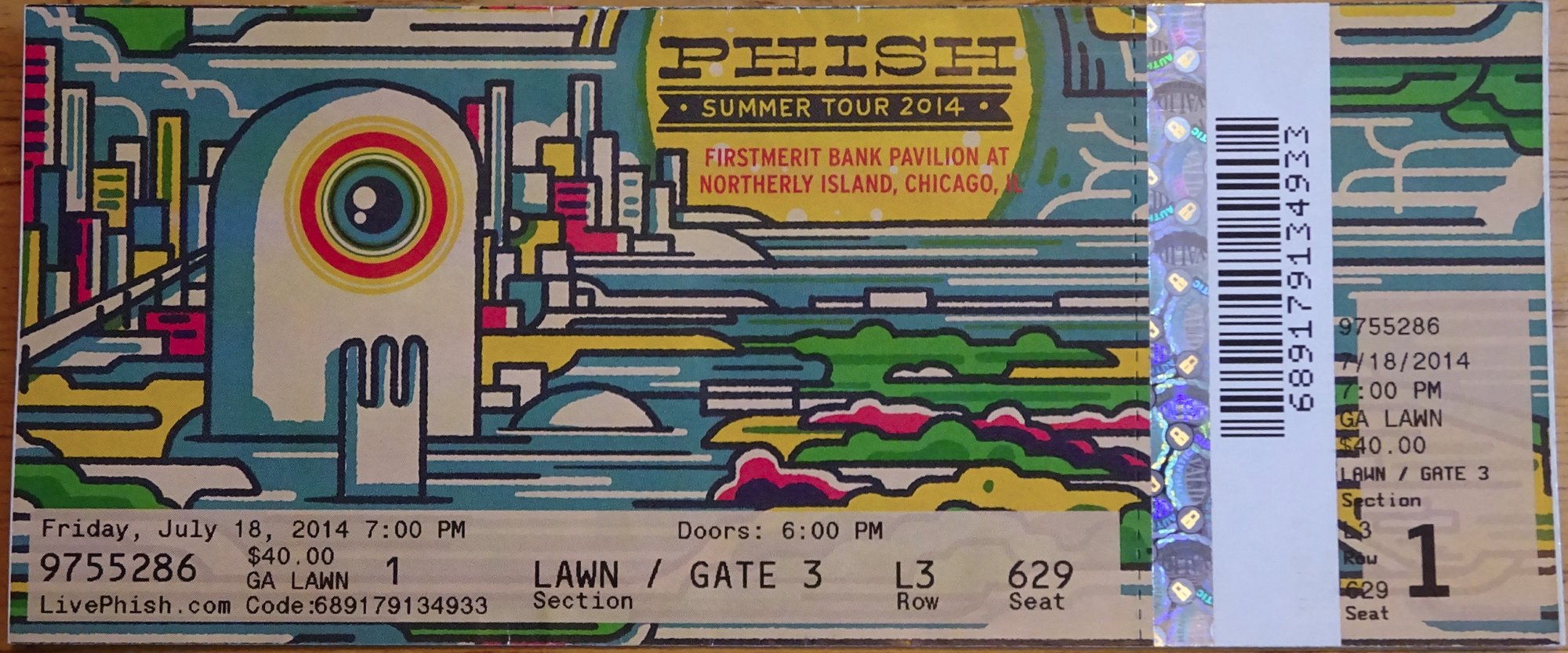 Ticket for 2014-07-18 at FirstMerit Bank Pavilion At Northerly Island