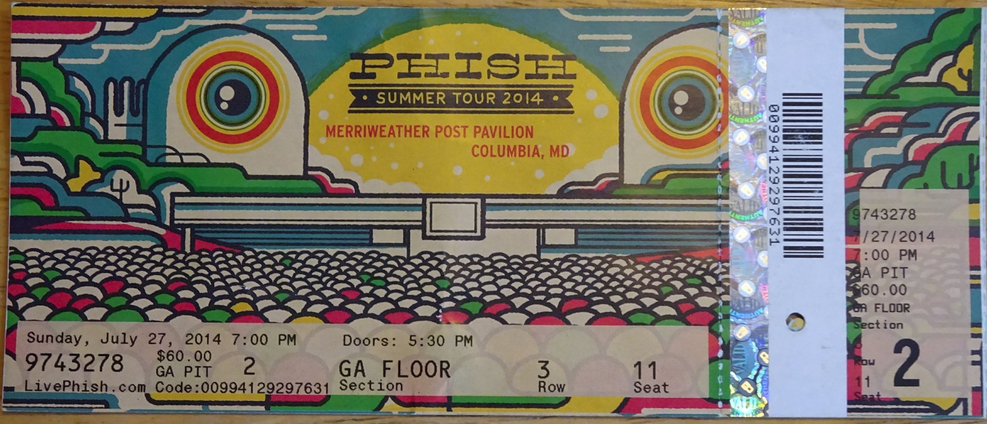 Ticket for 2014-07-27 at Merriweather Post Pavilion