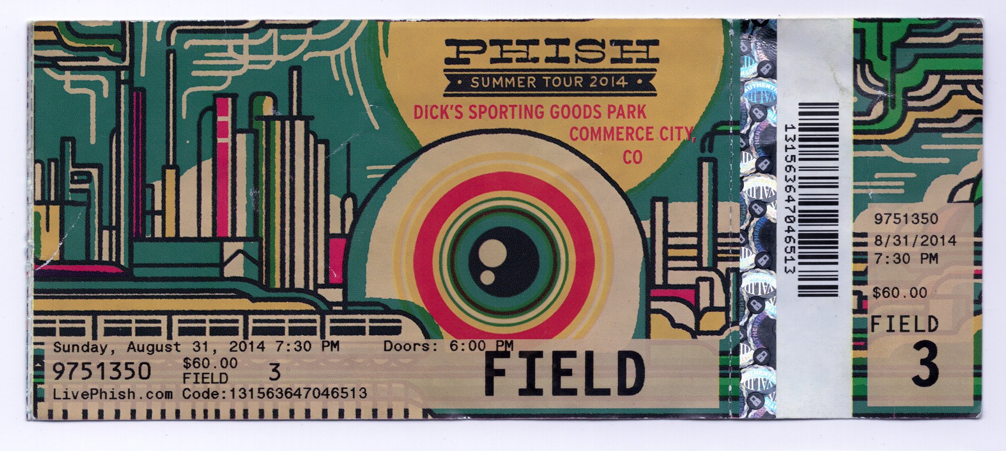Ticket for 2014-08-31 at Dick's Sporting Goods Park