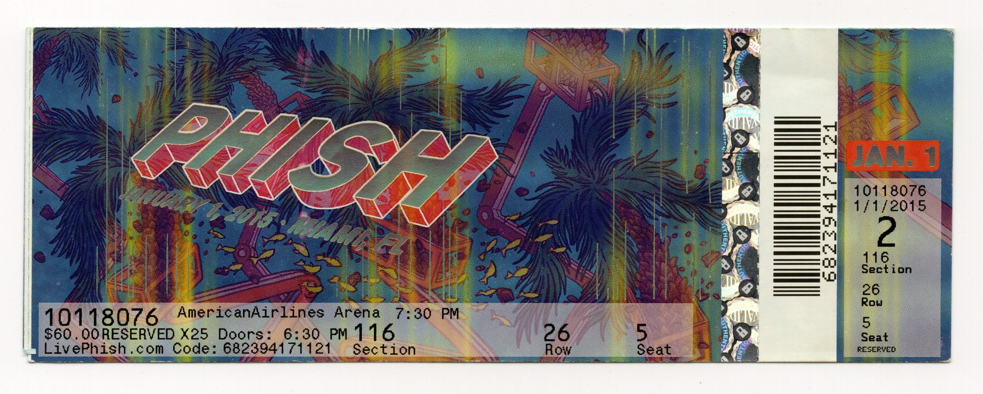 Ticket for 2015-01-01 at American Airlines Arena