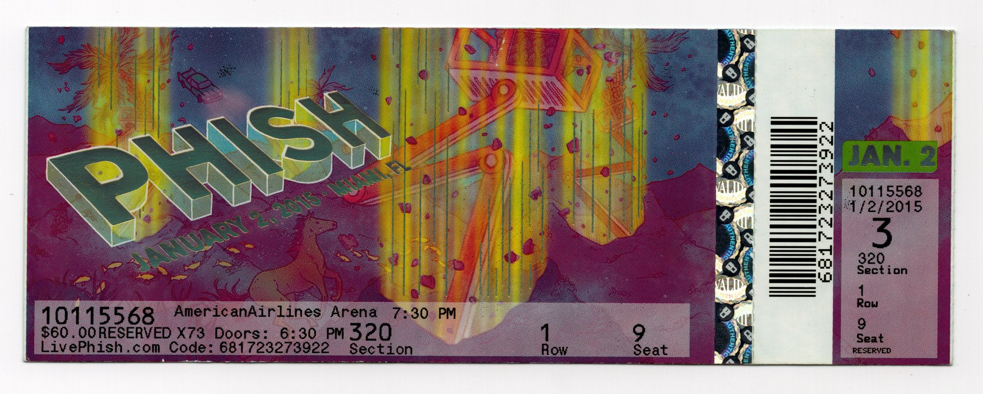 Ticket for 2015-01-02 at American Airlines Arena