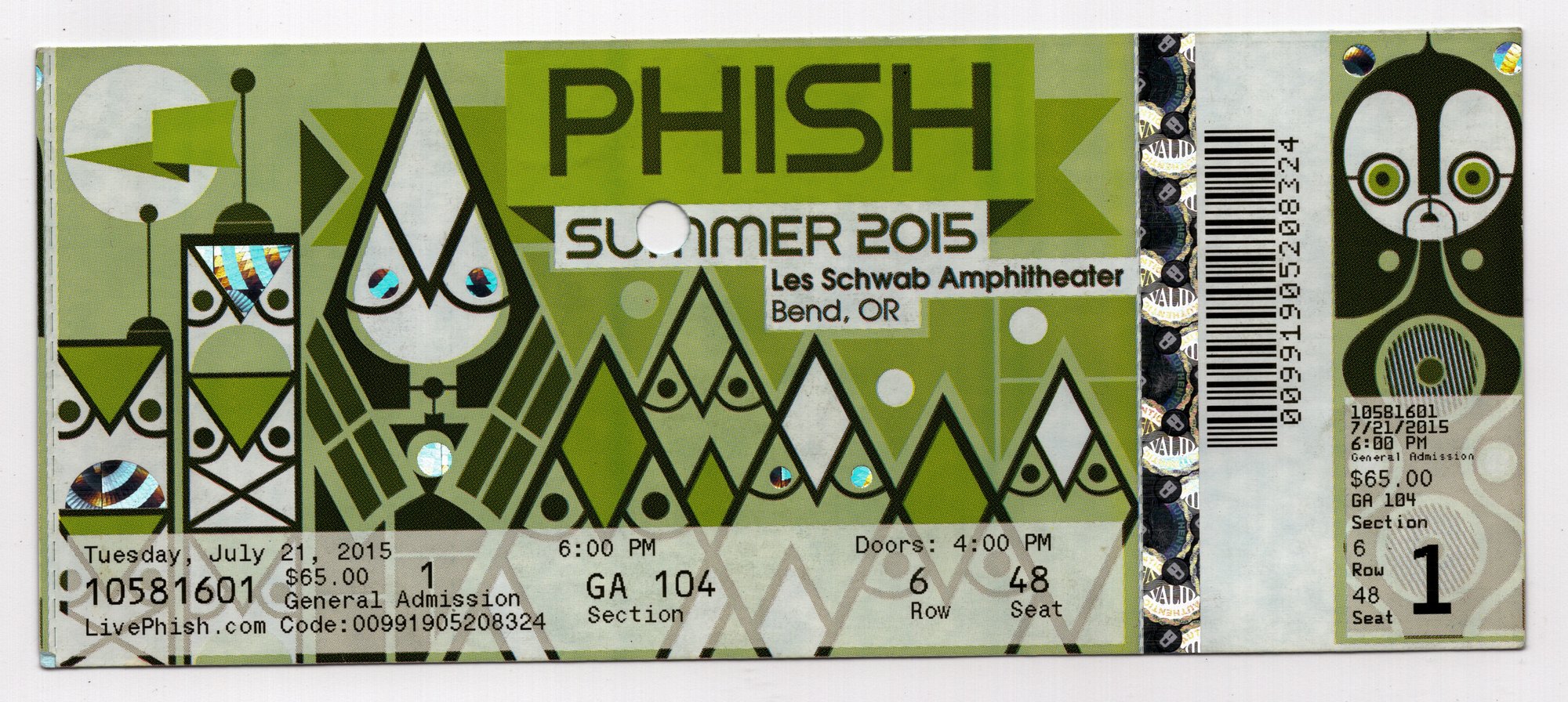 Ticket for 2015-07-21 at Les Schwab Amphitheater
