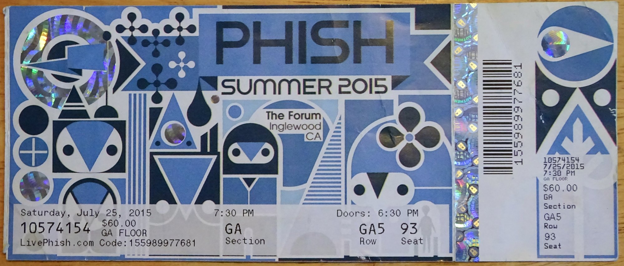 Ticket for 2015-07-25 at The Forum