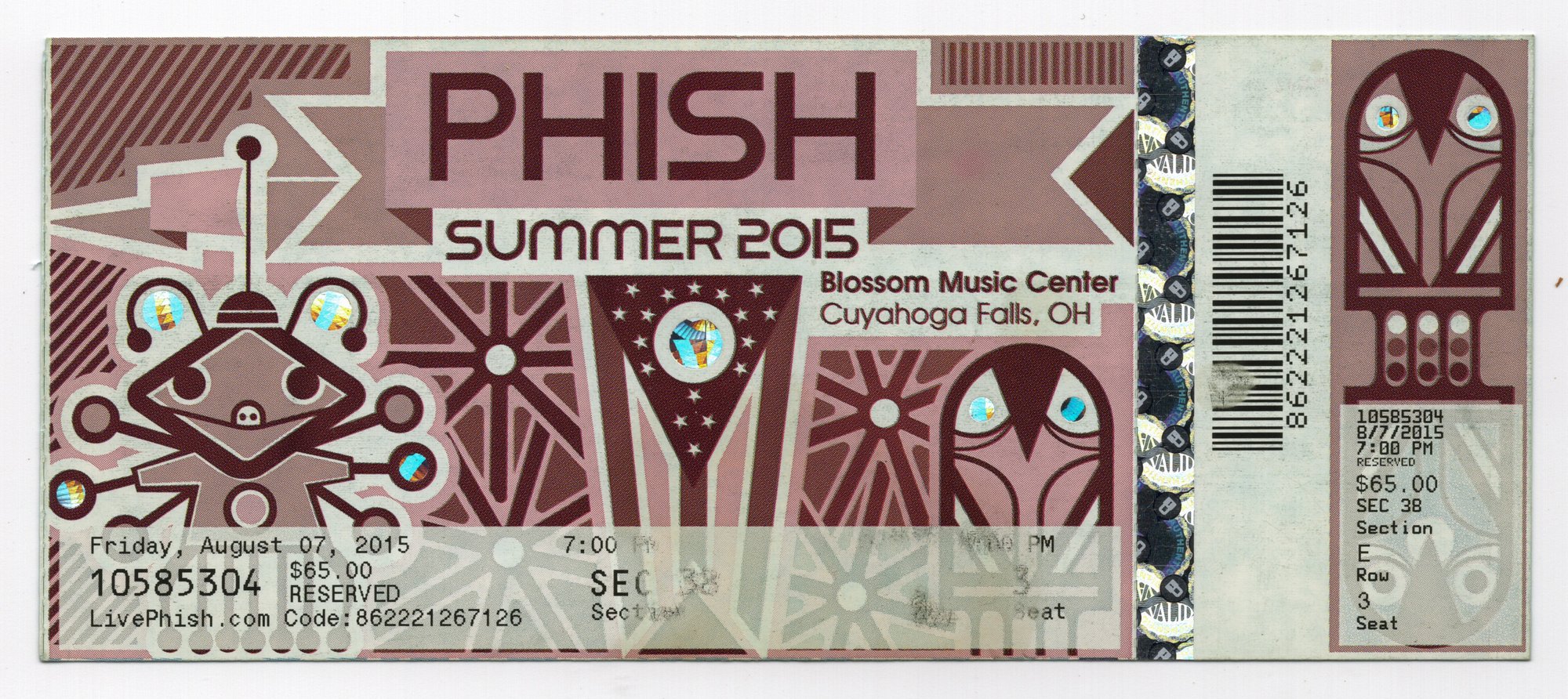 Ticket for 2015-08-07 at Blossom Music Center