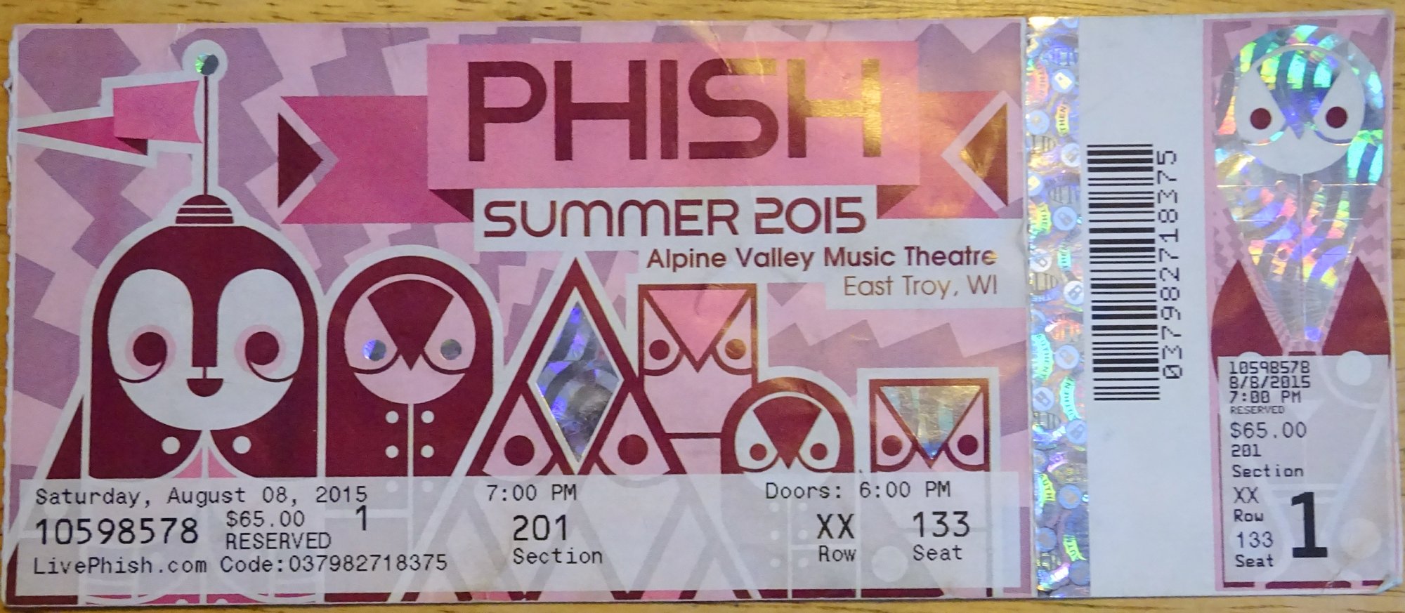 Ticket for 2015-08-08 at Alpine Valley