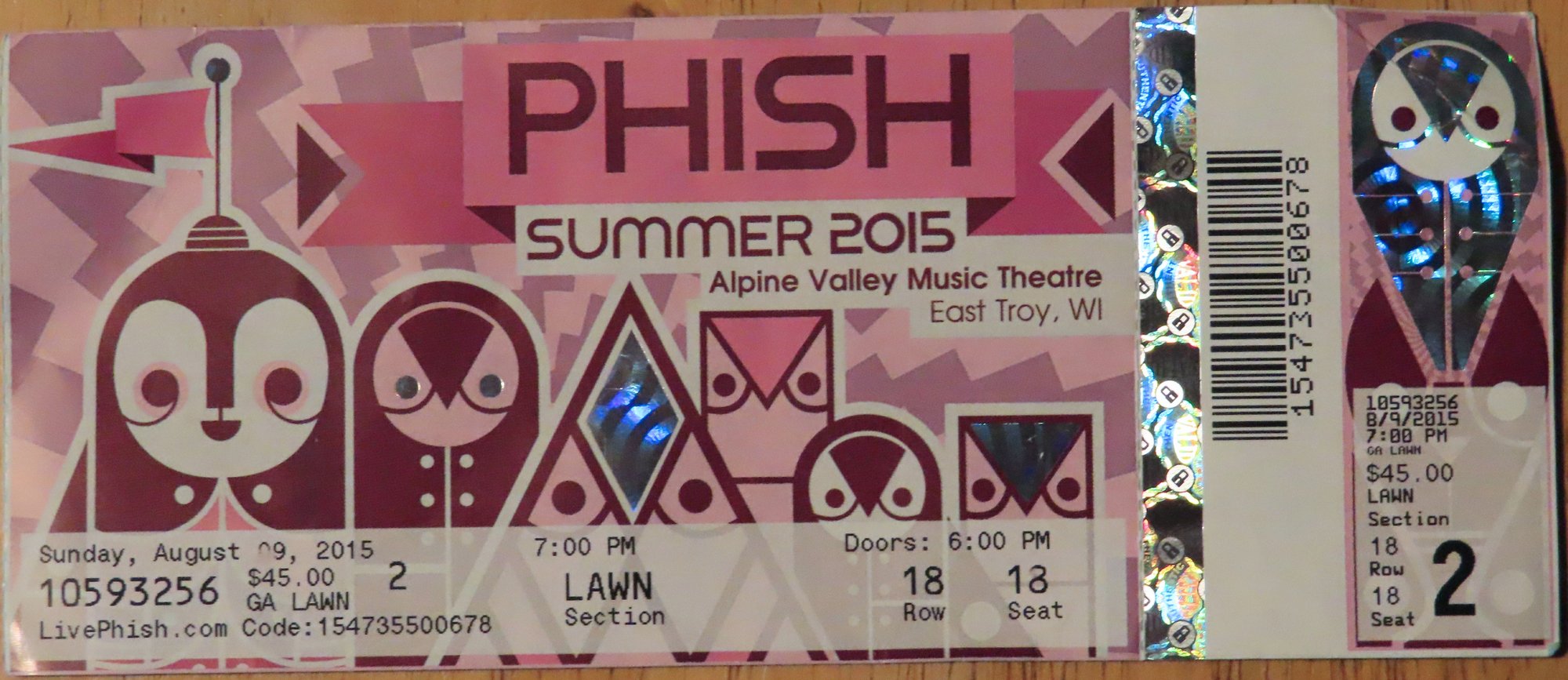 Ticket for 2015-08-09 at Alpine Valley