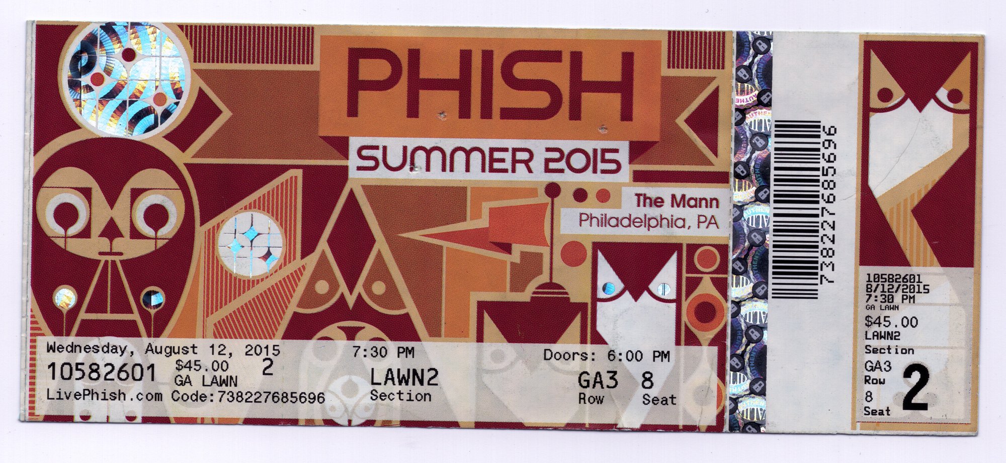 Ticket for 2015-08-12 at The Mann Music Center