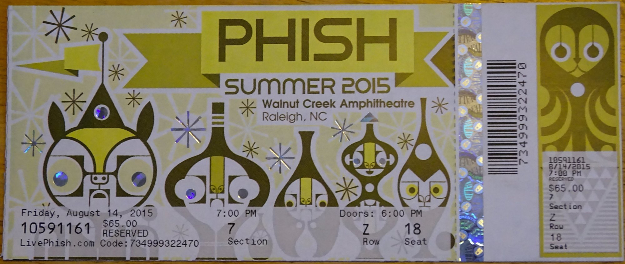 Ticket for 2015-08-14 at Walnut Creek Amphitheater