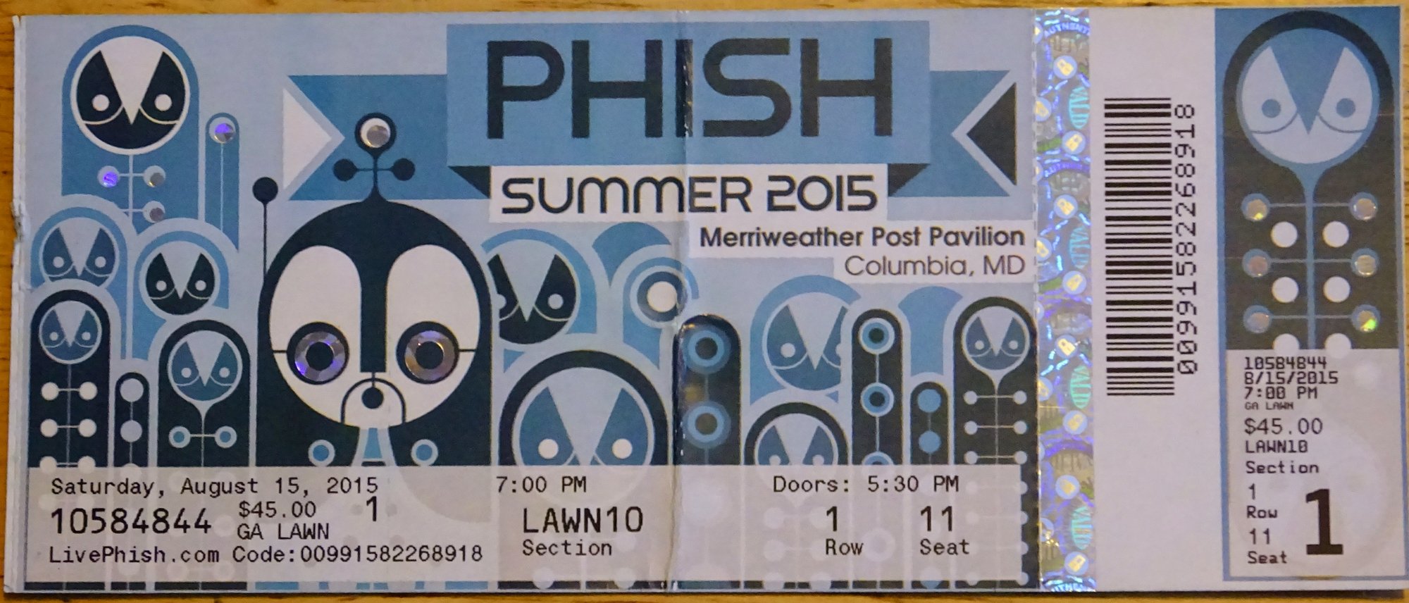 Ticket for 2015-08-15 at Merriweather Post Pavilion
