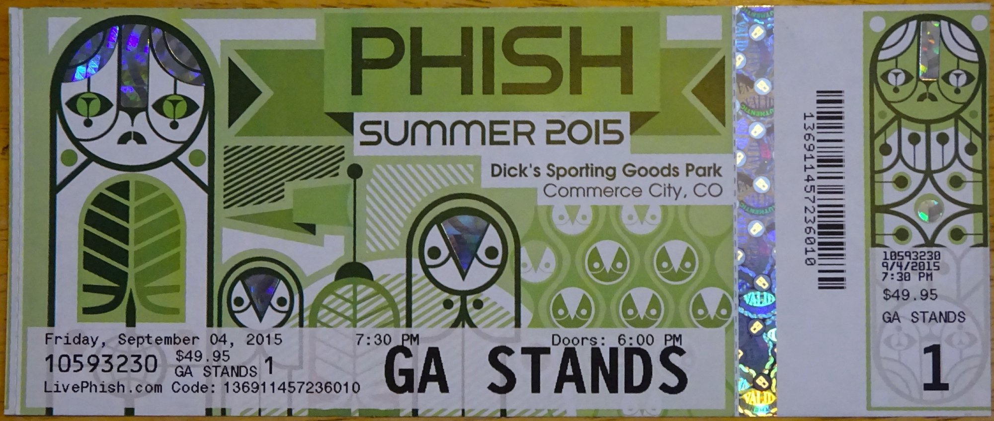 Ticket for 2015-09-04 at Dick's Sporting Goods Park