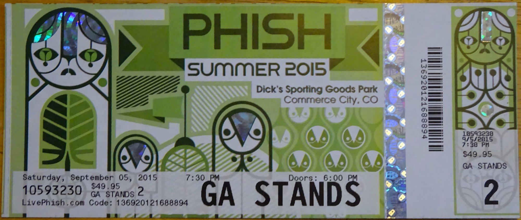 Ticket for 2015-09-05 at Dick's Sporting Goods Park