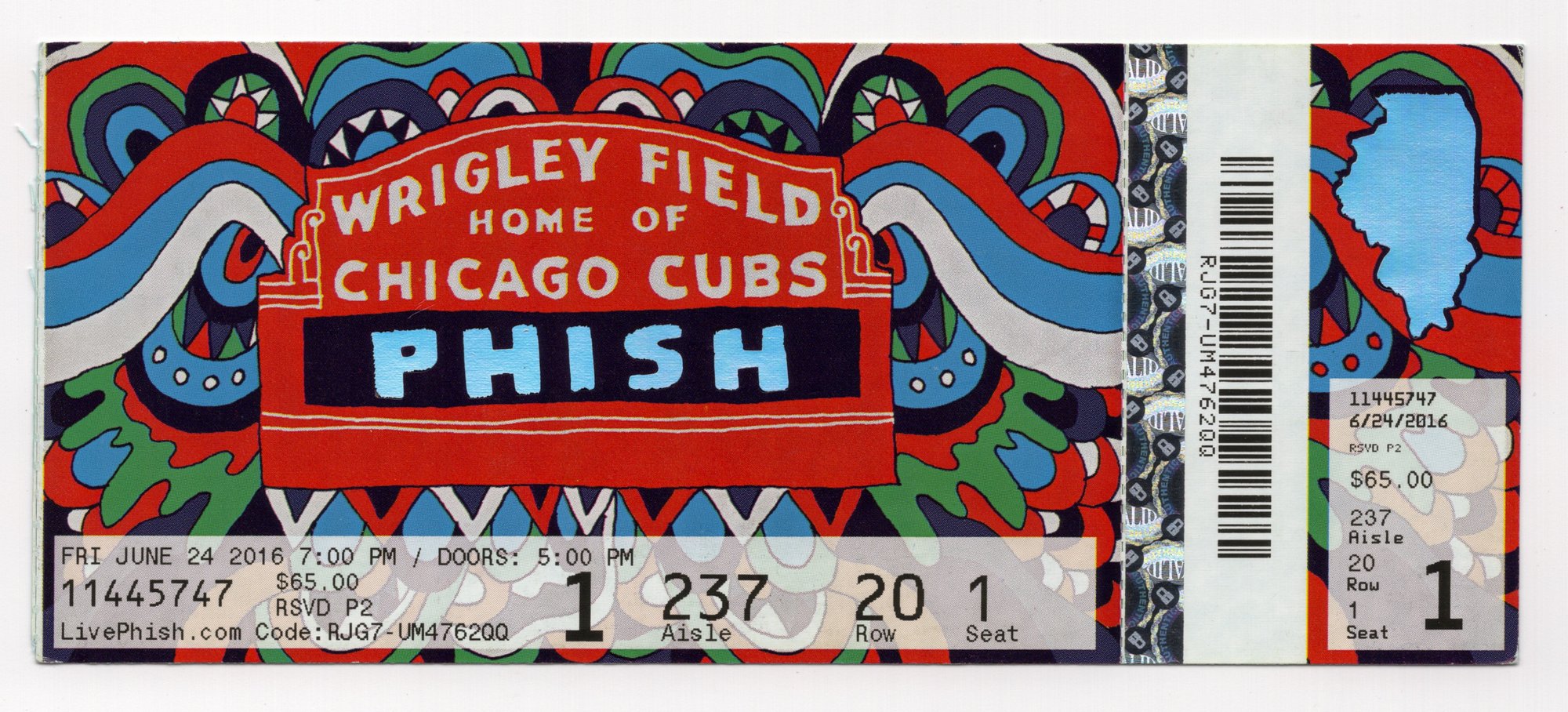 Ticket for 2016-06-24 at Wrigley Field