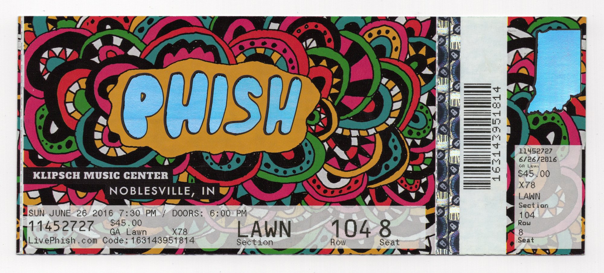 Ticket for 2016-06-26 at Deer Creek