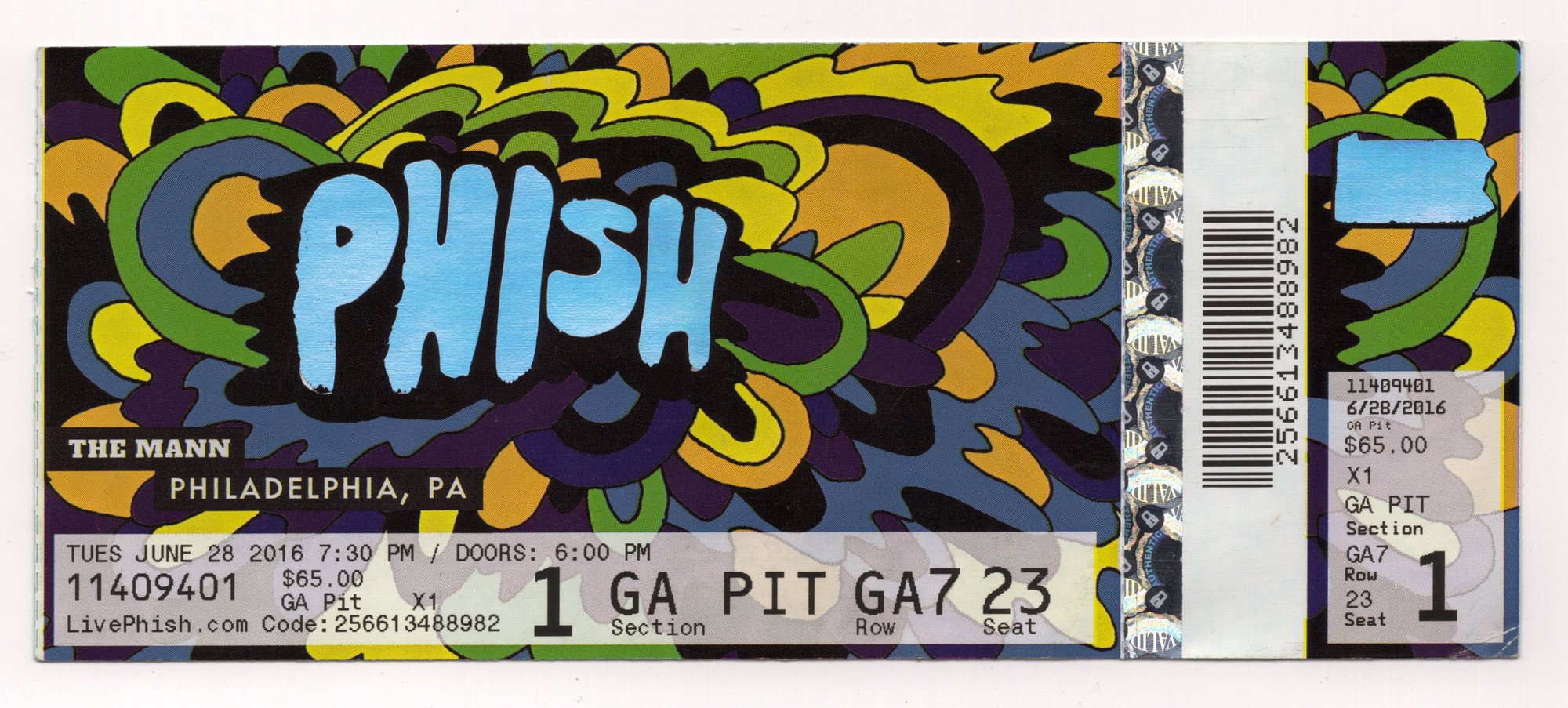 Ticket for 2016-06-28 at The Mann Music Center