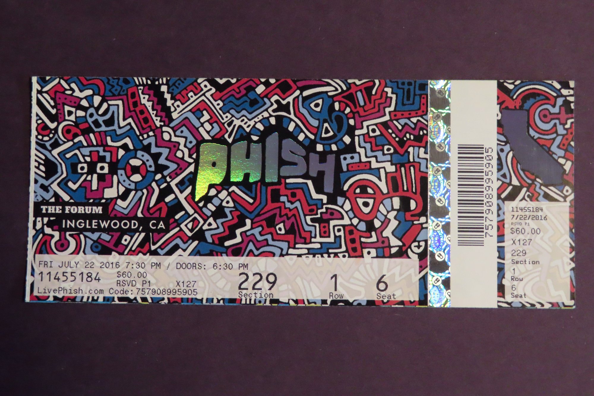Ticket for 2016-07-22 at The Forum