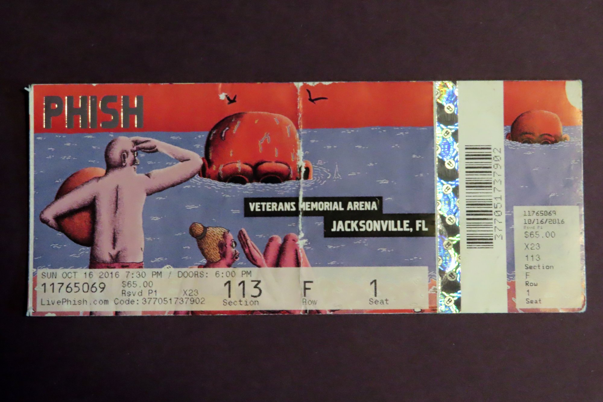 Ticket for 2016-10-16 at Jacksonville Veterans Memorial Arena