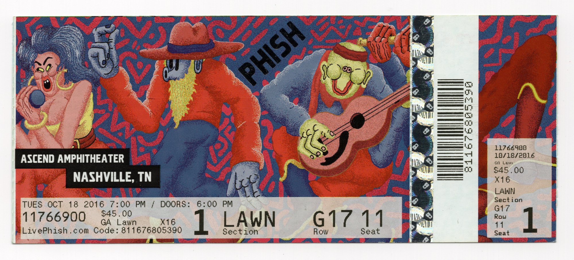 Ticket for 2016-10-18 at Ascend Amphitheater