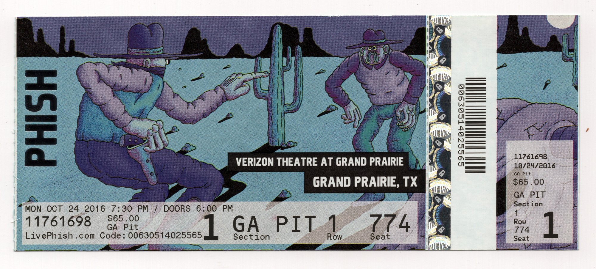 Ticket for 2016-10-24 at Verizon Theatre at Grand Prairie