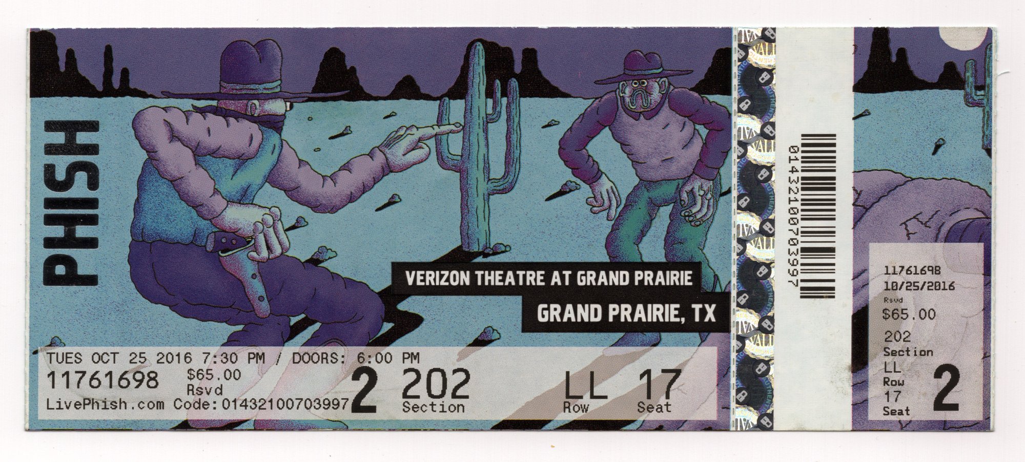 Ticket for 2016-10-25 at Verizon Theatre at Grand Prairie