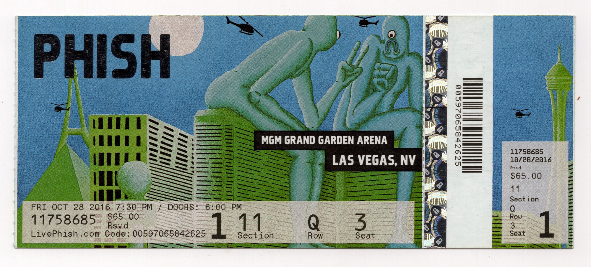 Ticket for 2016-10-28 at MGM Grand Garden Arena