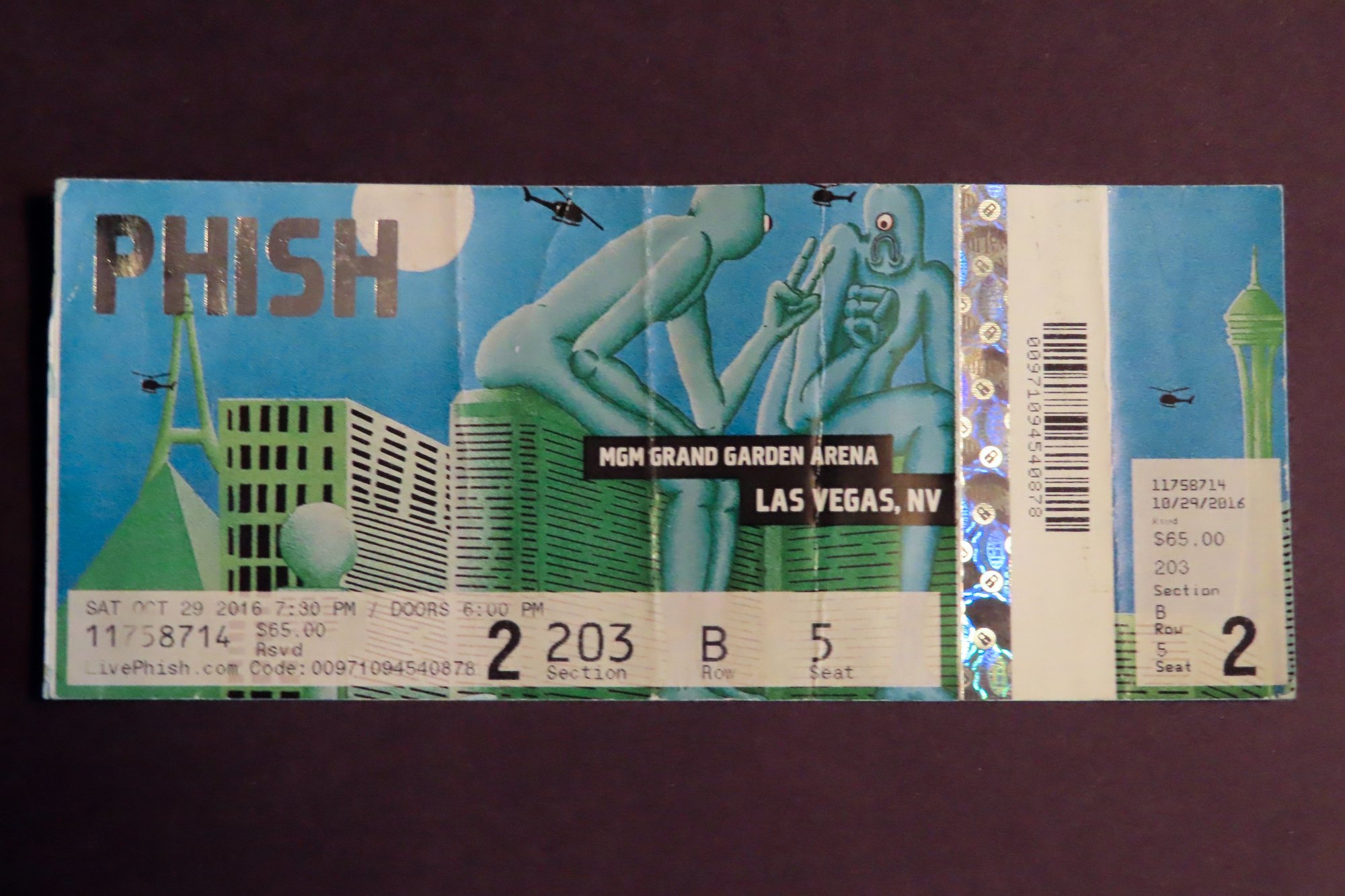 Ticket for 2016-10-29 at MGM Grand Garden Arena