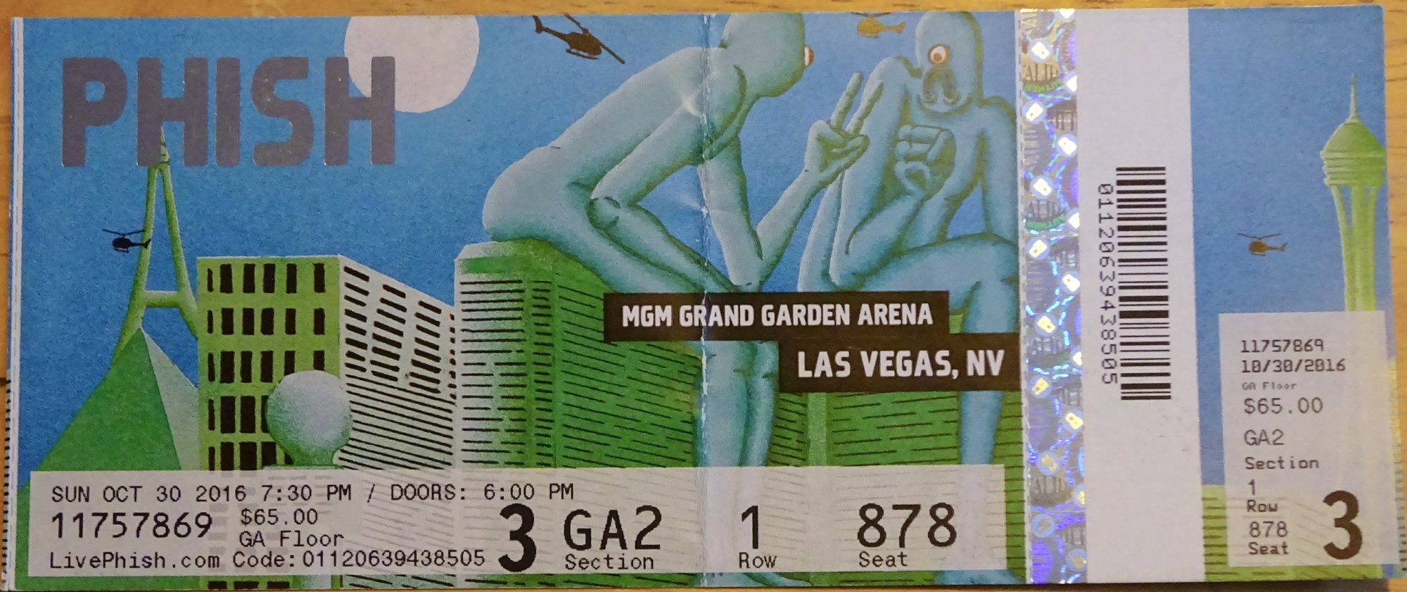 Ticket for 2016-10-30 at MGM Grand Garden Arena