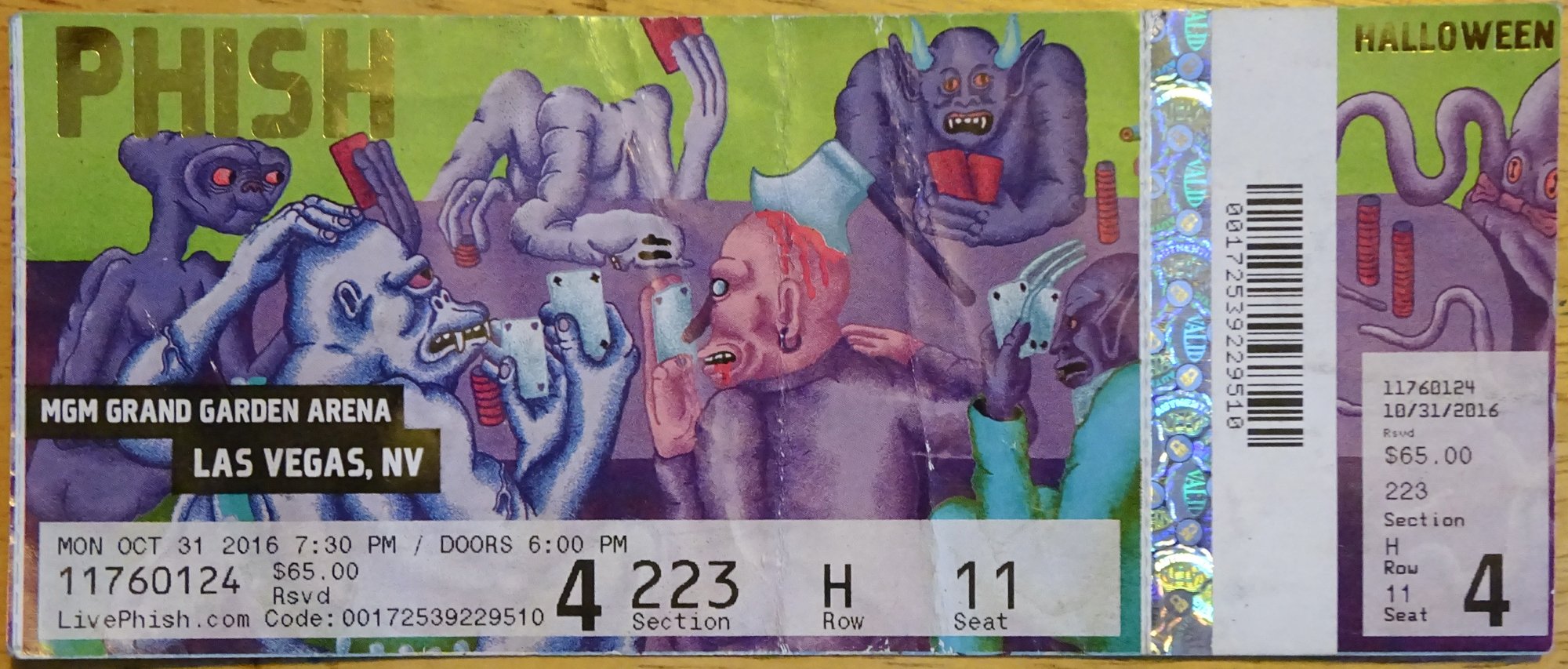 Ticket for 2016-10-31 at MGM Grand Garden Arena