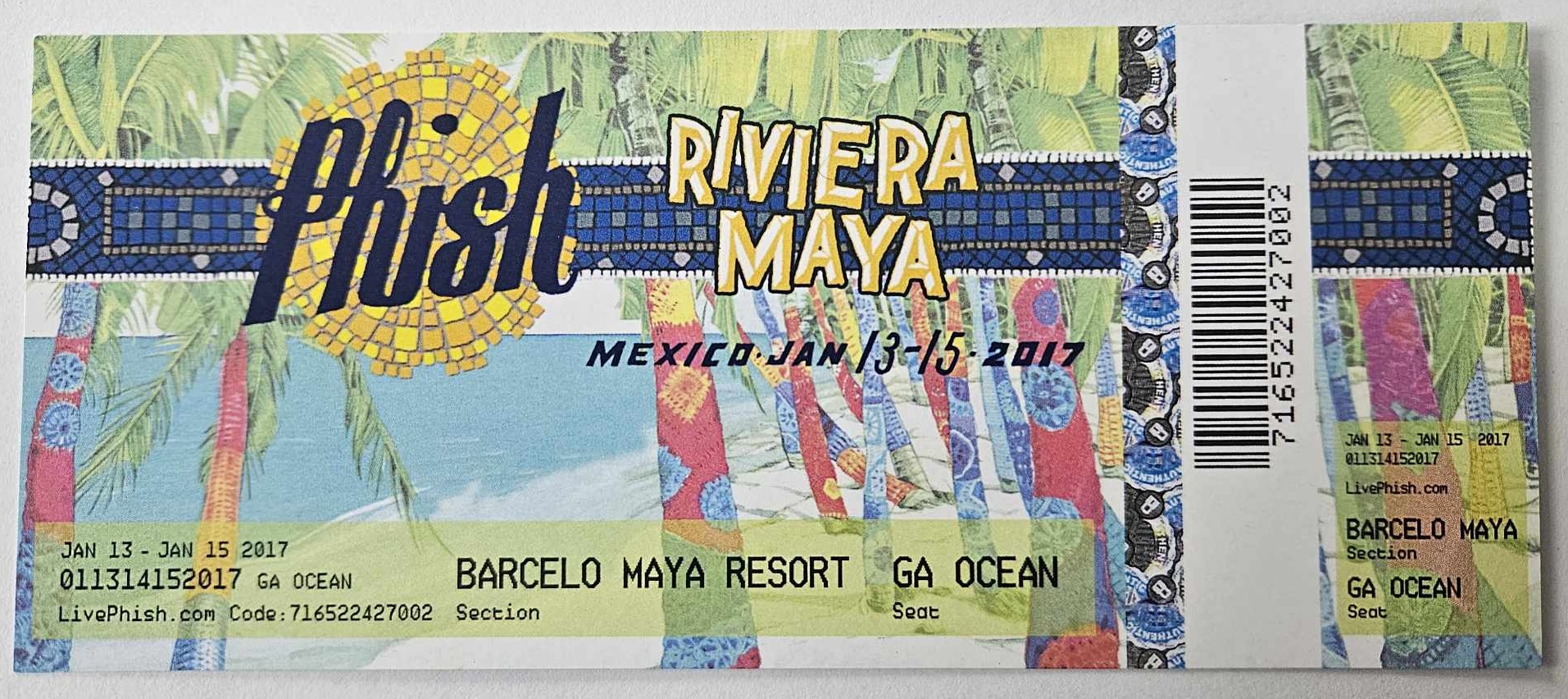 Ticket for 2017-01-14 at Barceló Maya Beach