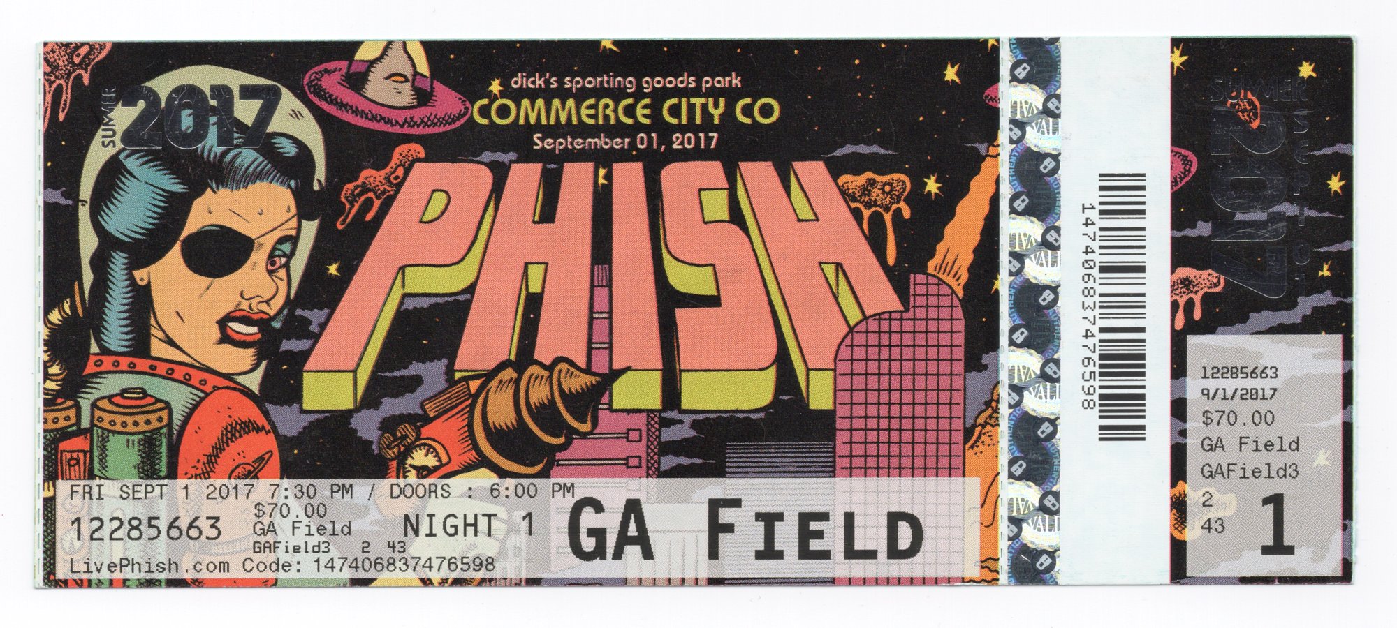 Ticket for 2017-09-01 at Dick's Sporting Goods Park