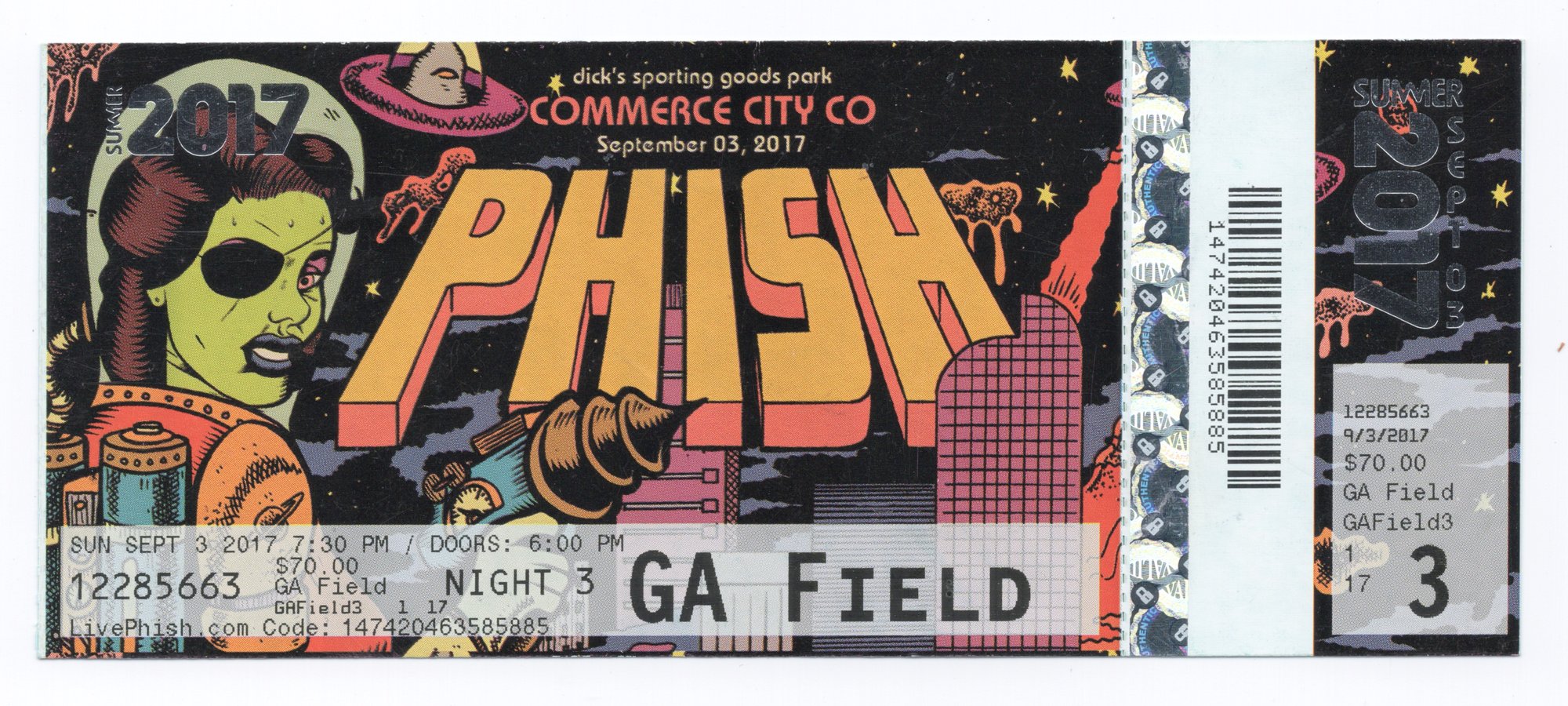 Ticket for 2017-09-03 at Dick's Sporting Goods Park