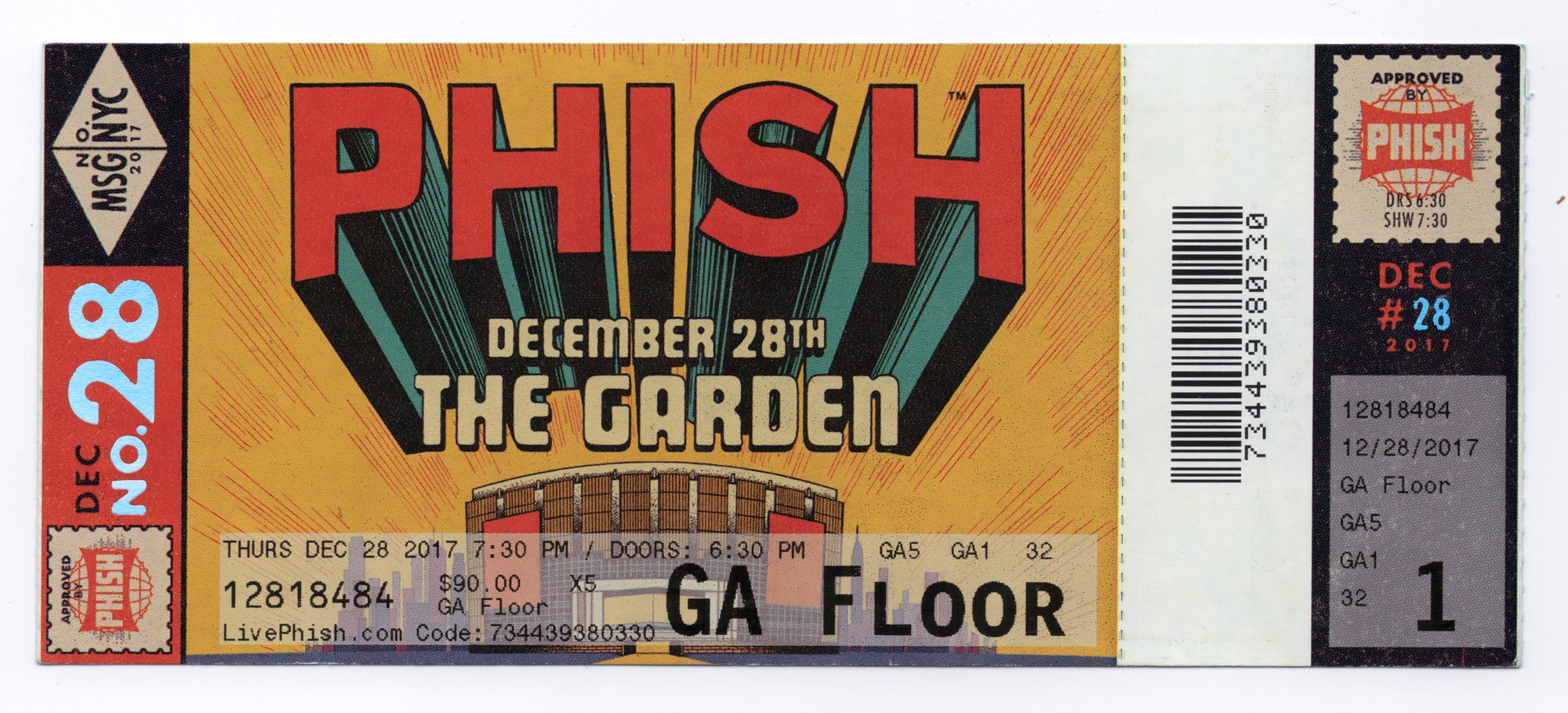 Ticket for 2017-12-28 at Madison Square Garden