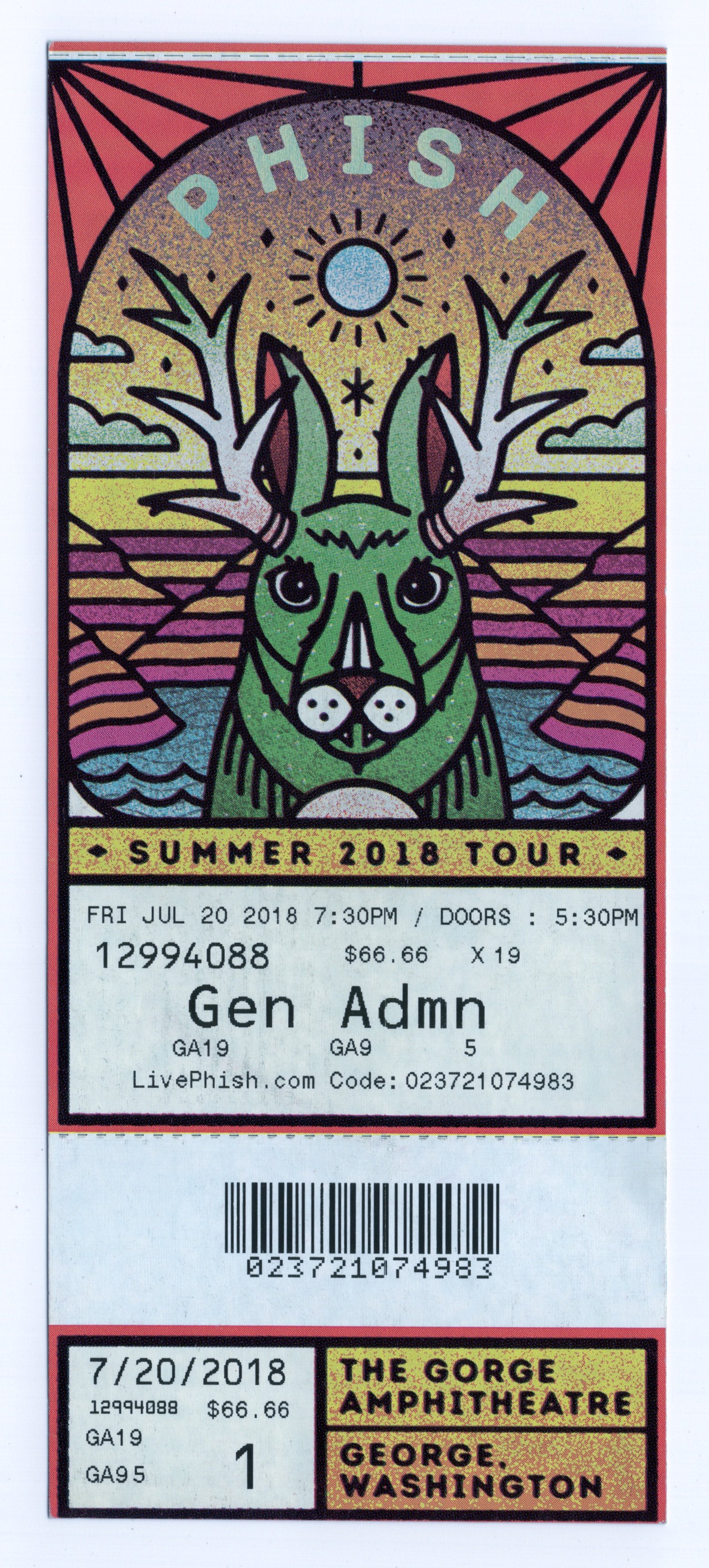 Ticket for 2018-07-20 at Gorge Amphitheatre