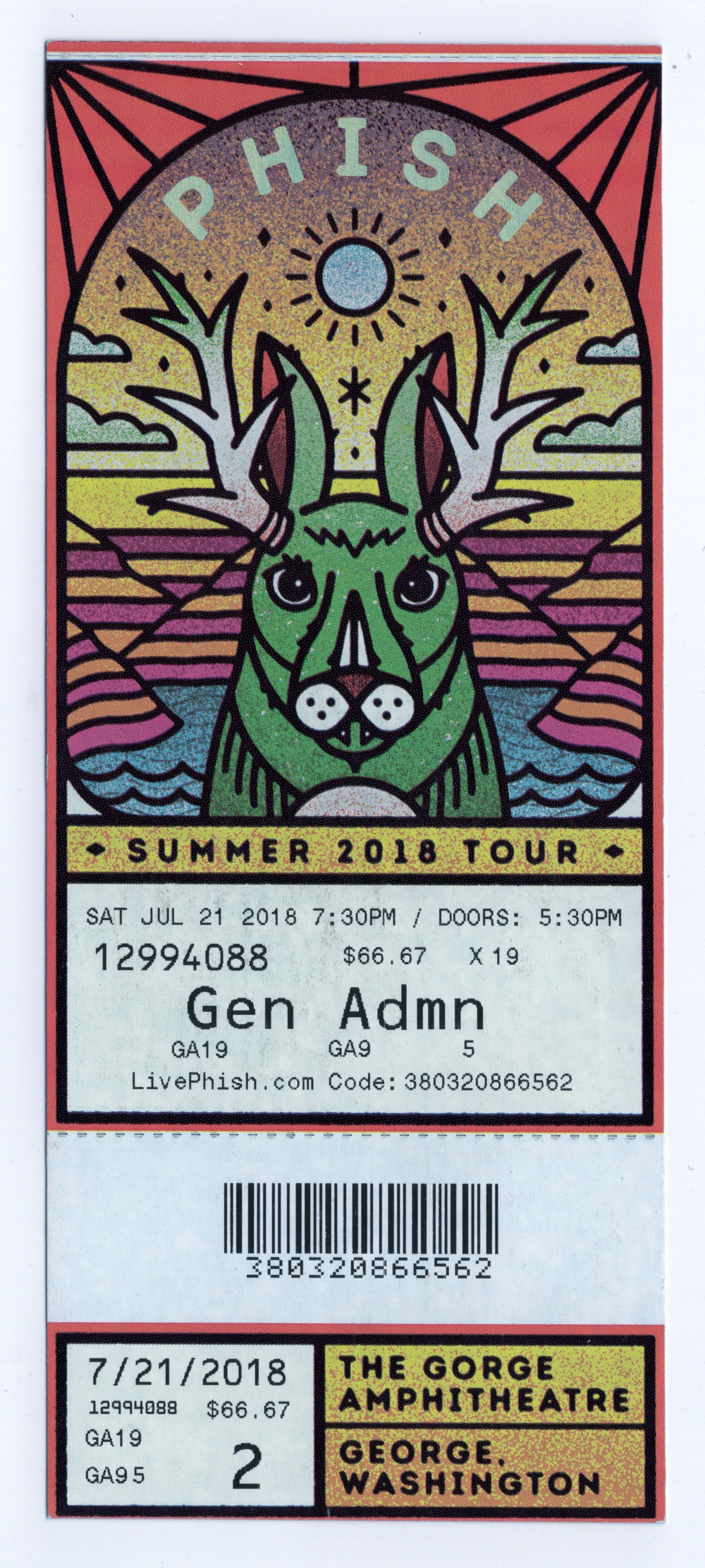 Ticket for 2018-07-21 at Gorge Amphitheatre