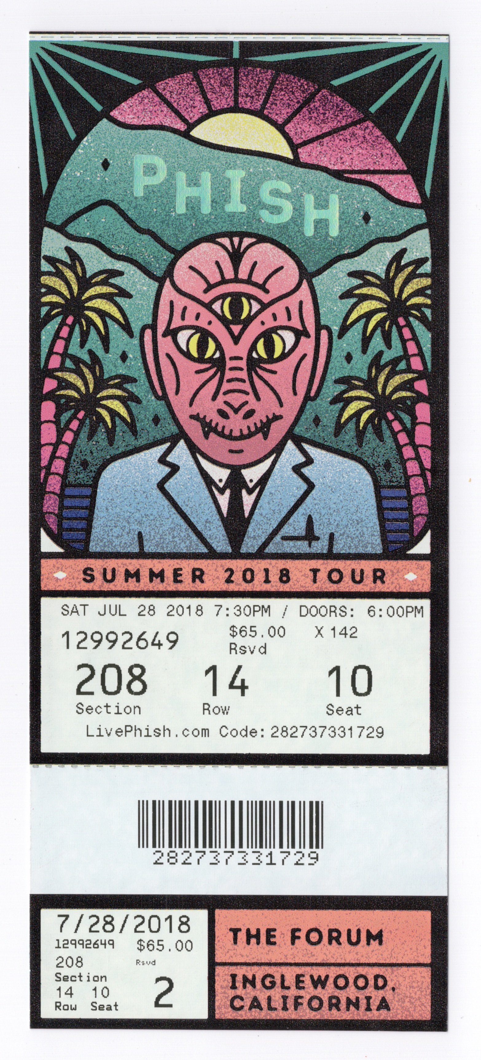 Ticket for 2018-07-28 at The Forum