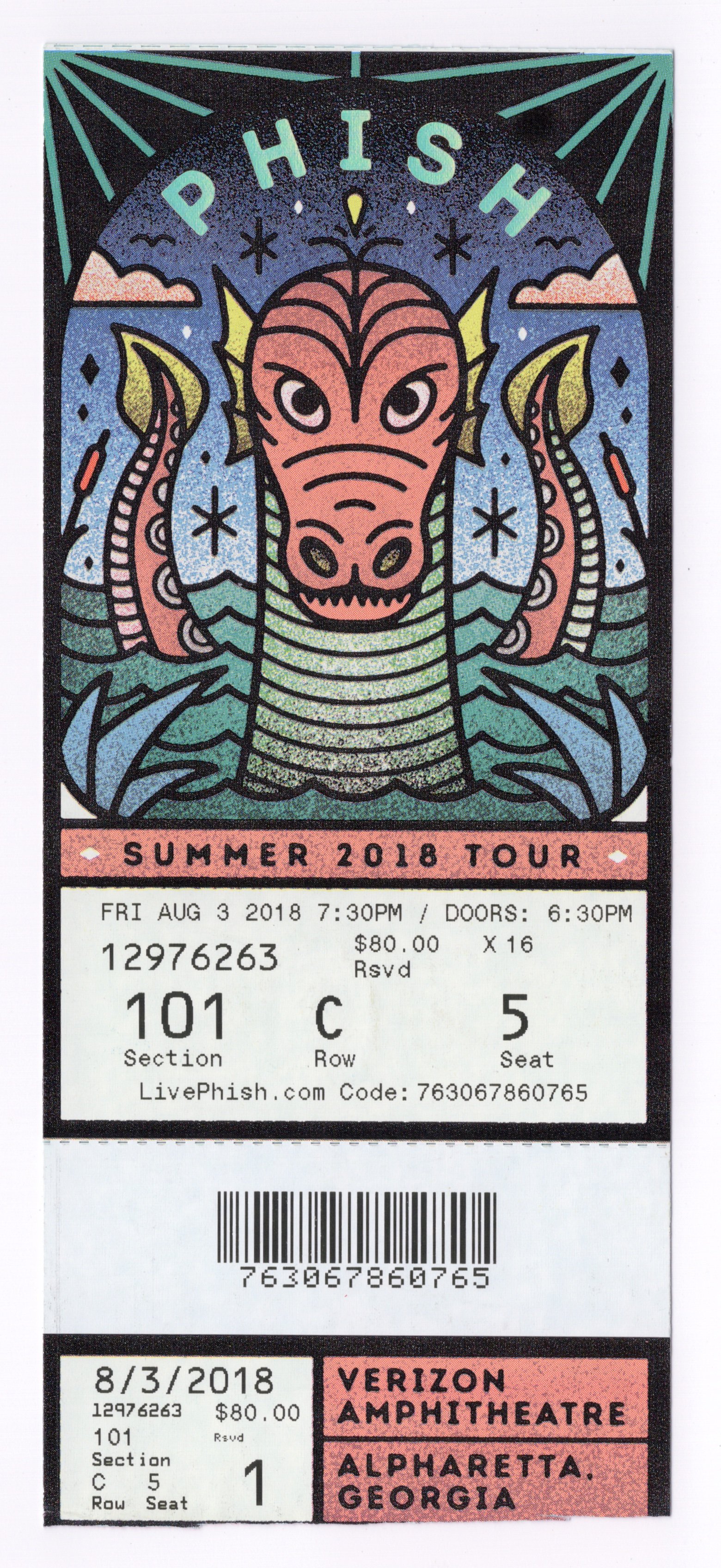 Ticket for 2018-08-03 at Verizon Wireless Amphitheatre at Encore Park