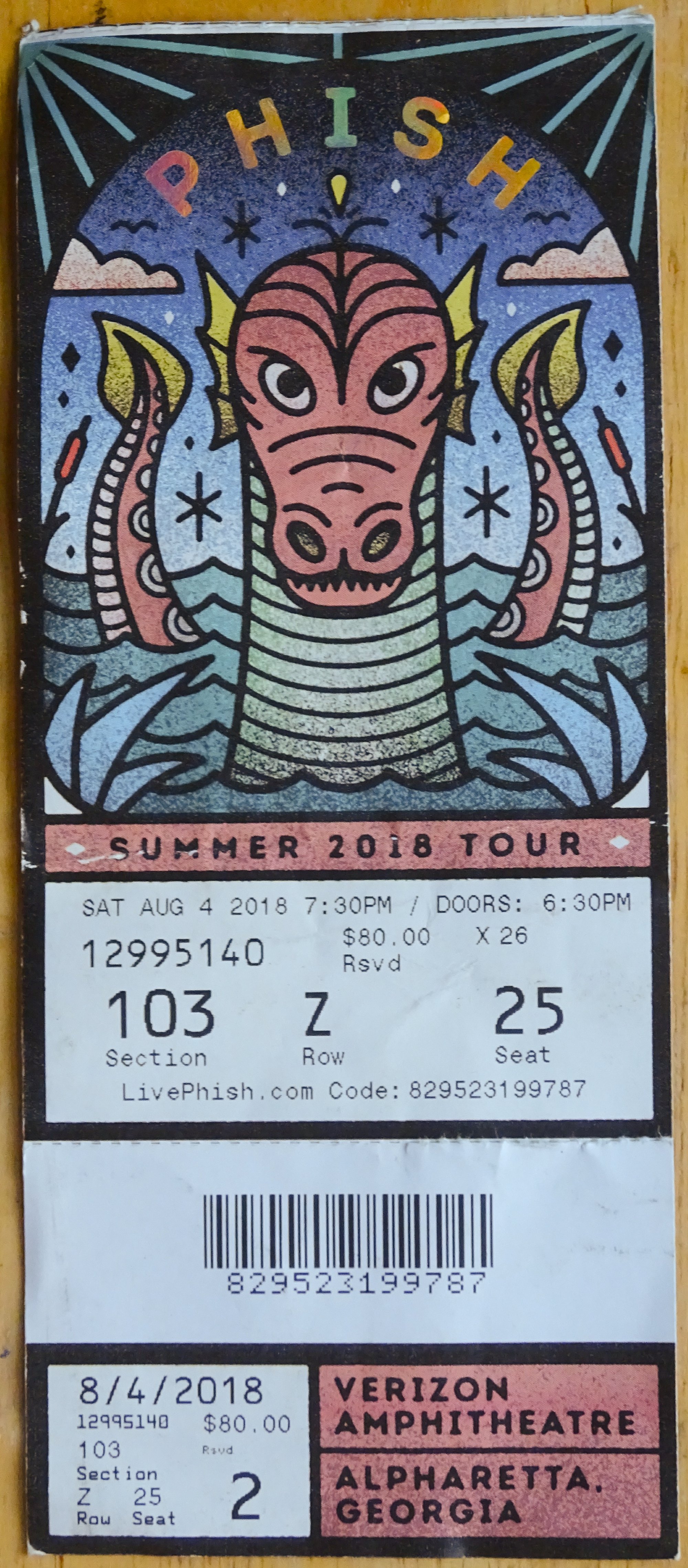 Ticket for 2018-08-04 at Verizon Wireless Amphitheatre at Encore Park