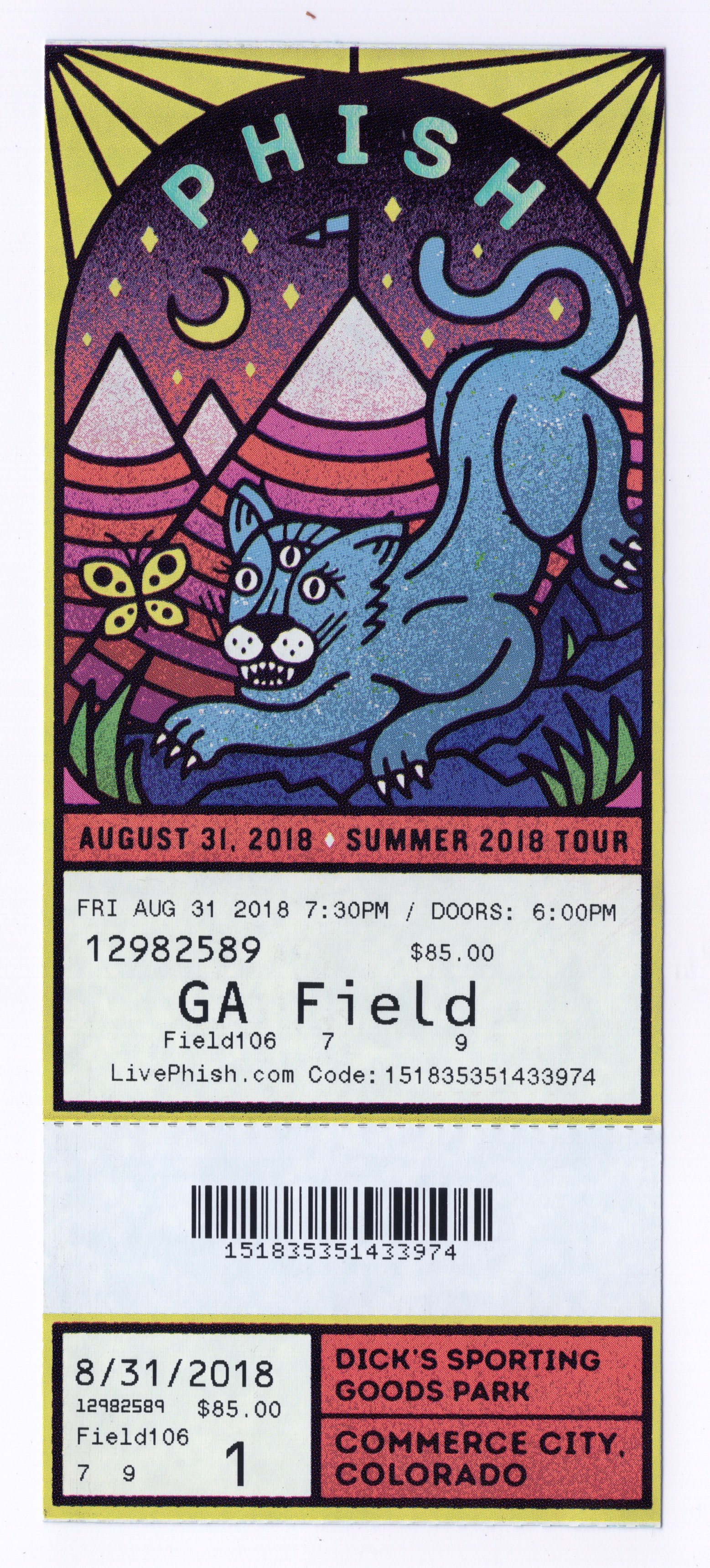 Ticket for 2018-08-31 at Dick's Sporting Goods Park
