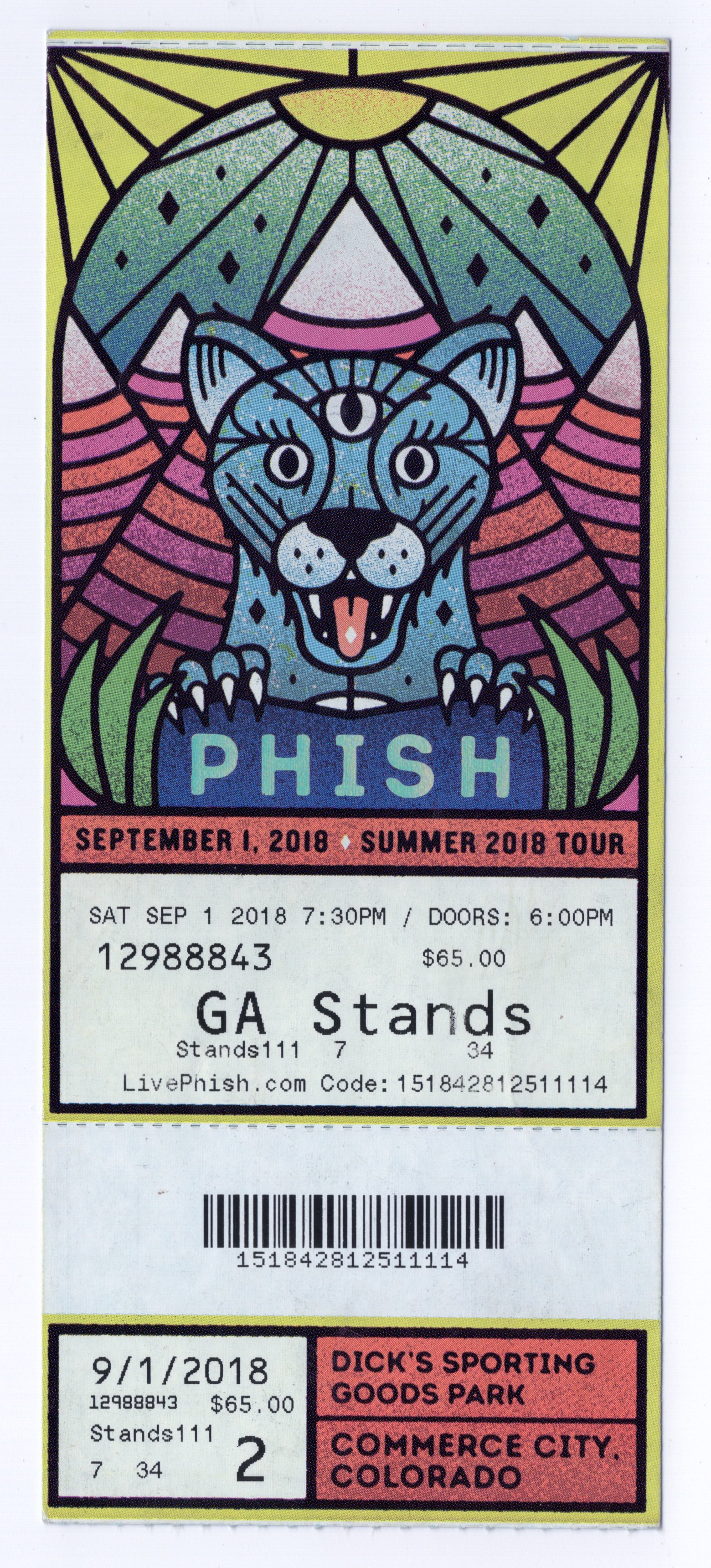 Ticket for 2018-09-01 at Dick's Sporting Goods Park