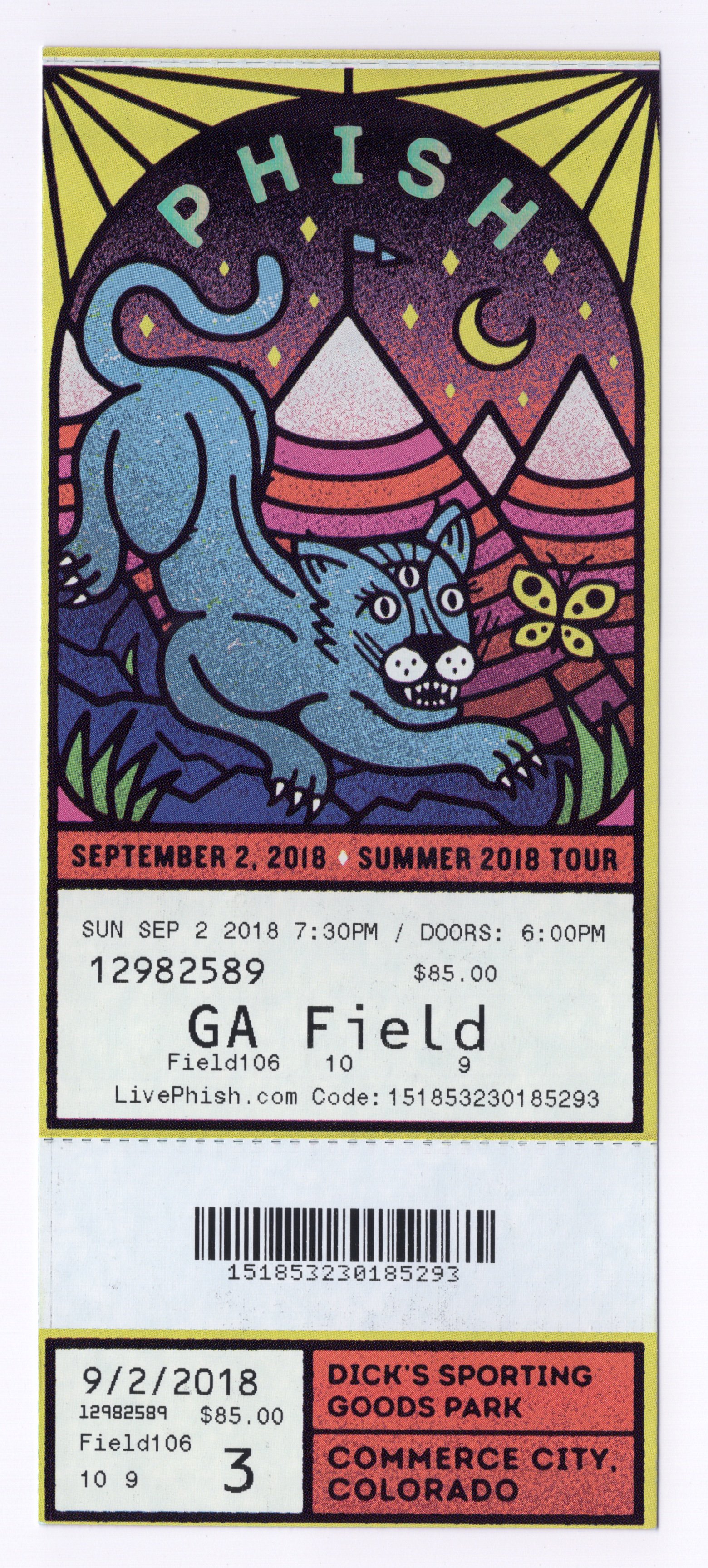 Ticket for 2018-09-02 at Dick's Sporting Goods Park