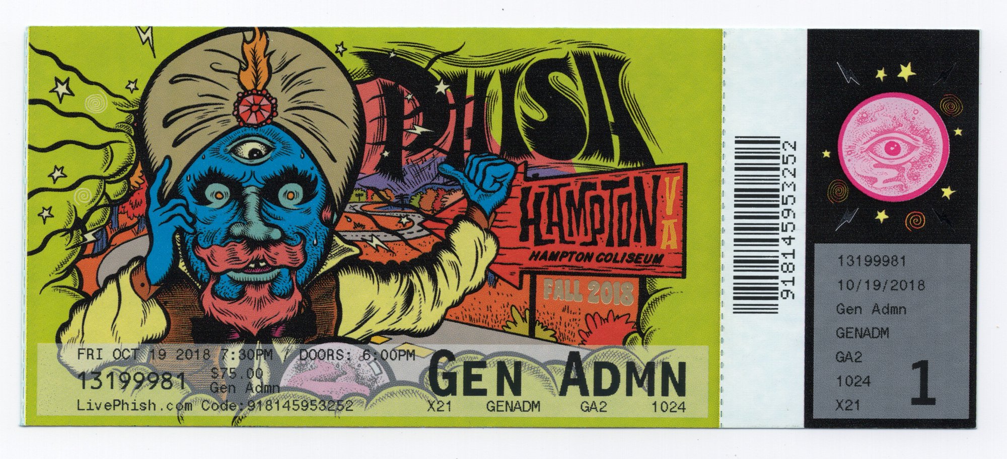 Ticket for 2018-10-19 at Hampton Coliseum