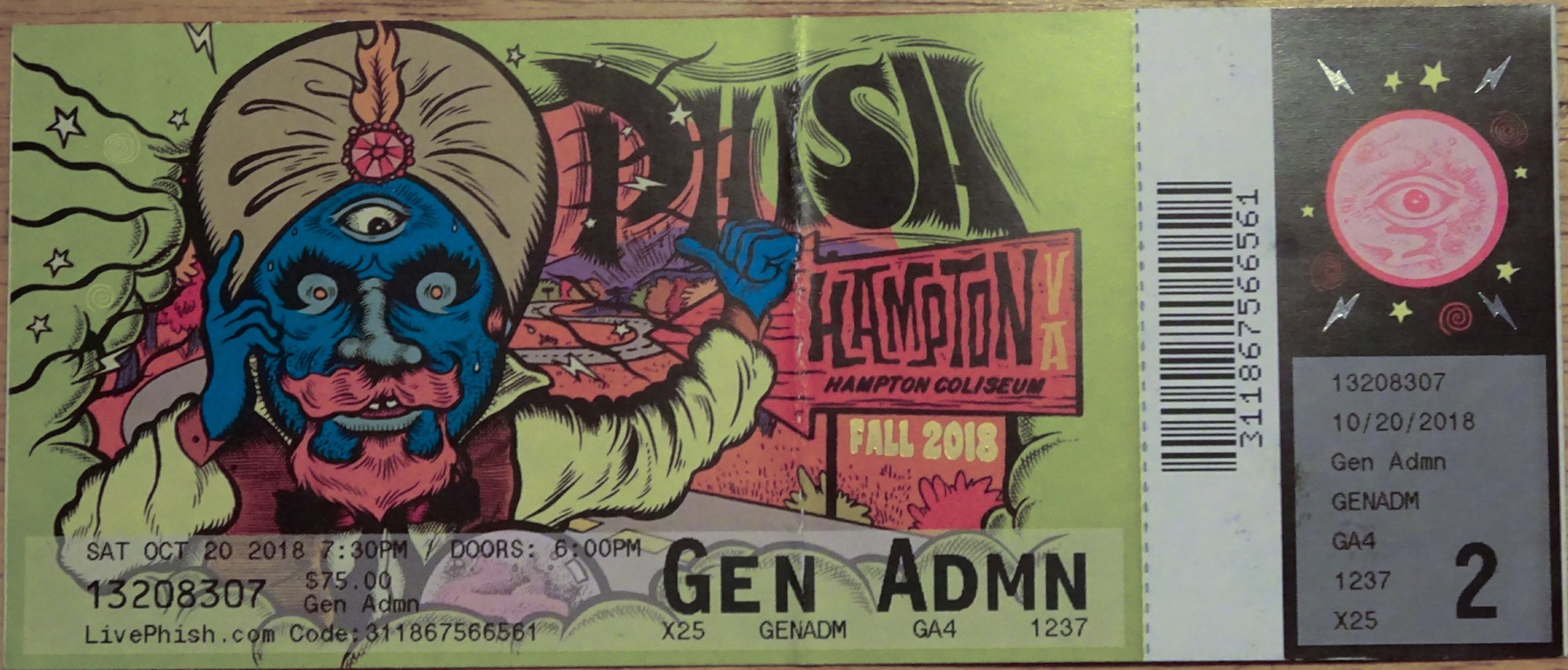 Ticket for 2018-10-20 at Hampton Coliseum