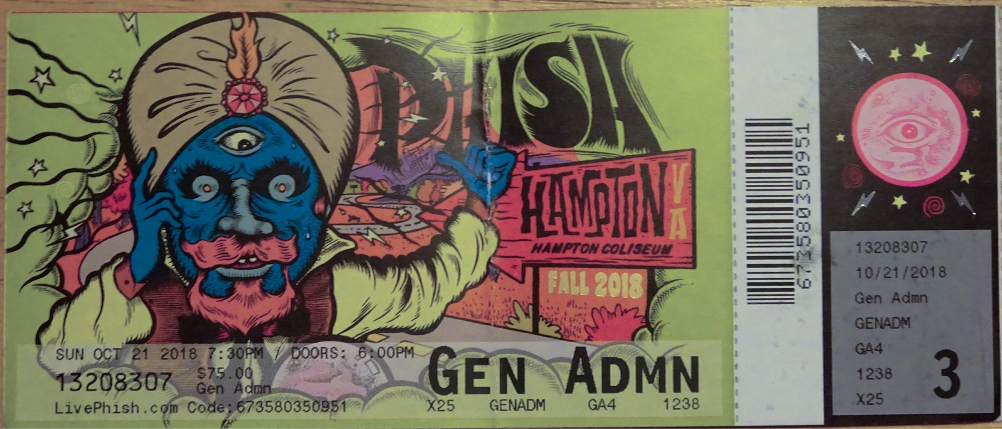 Ticket for 2018-10-21 at Hampton Coliseum