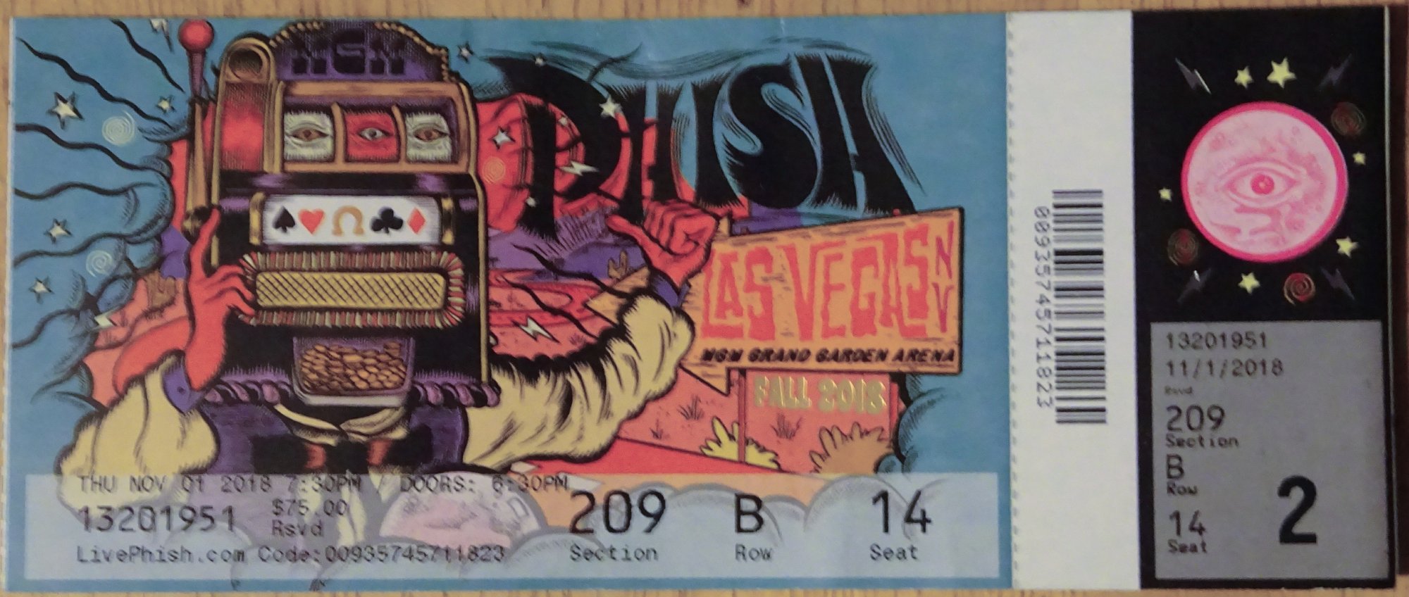 Ticket for 2018-11-01 at MGM Grand Garden Arena