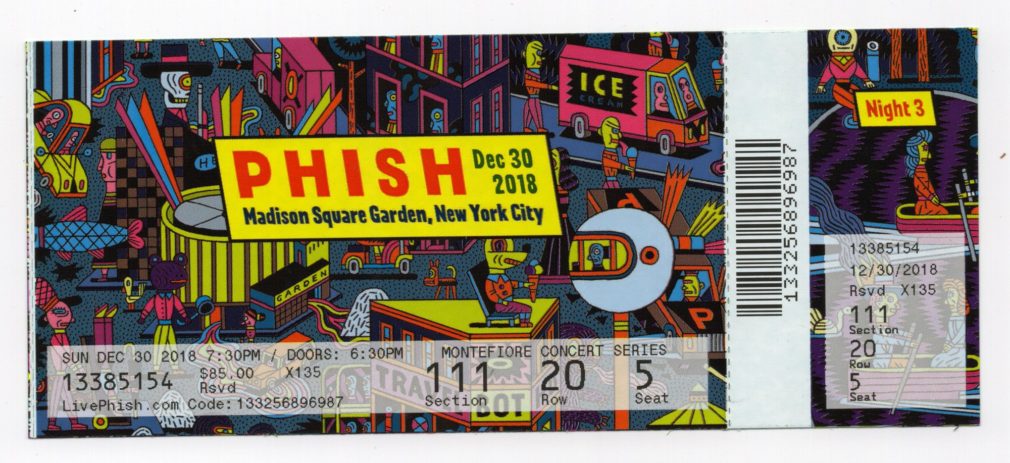 Ticket for 2018-12-30 at Madison Square Garden