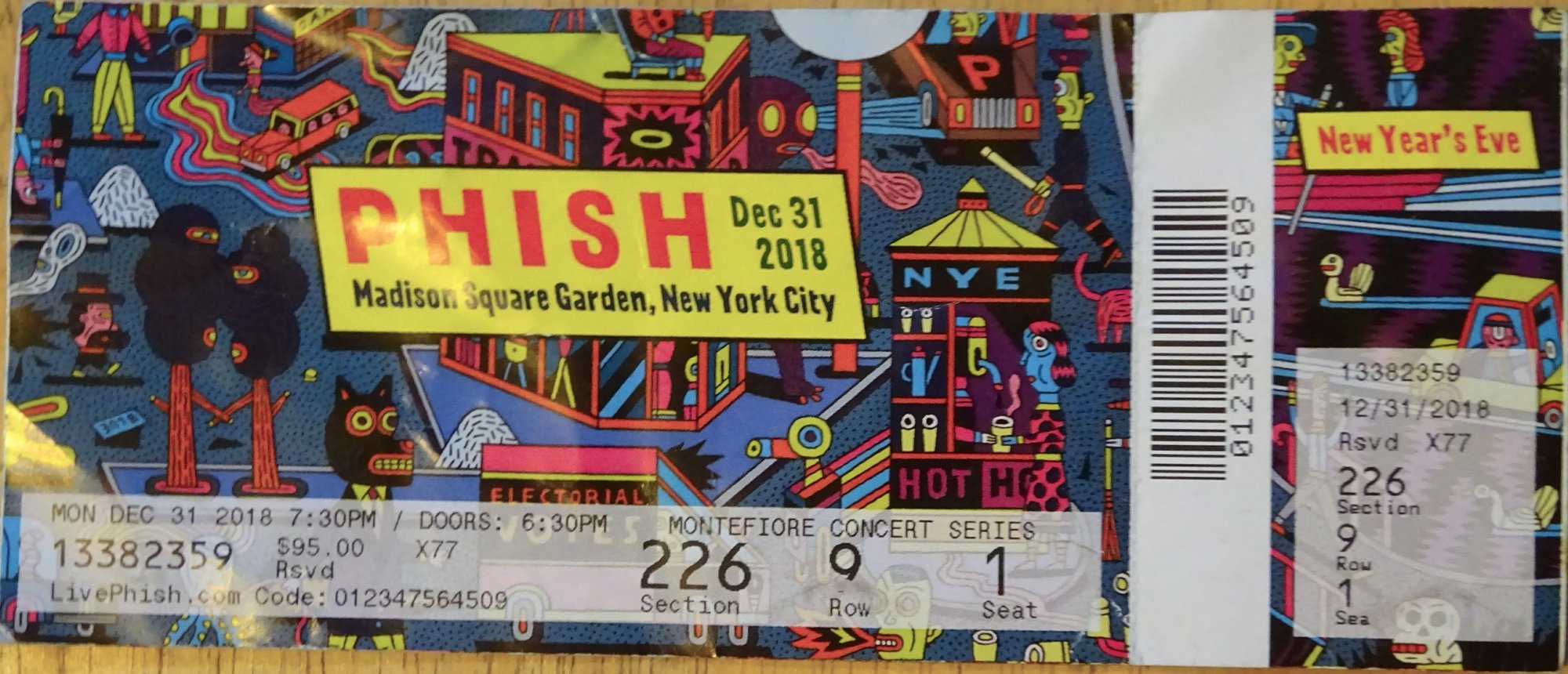 Ticket for 2018-12-31 at Madison Square Garden