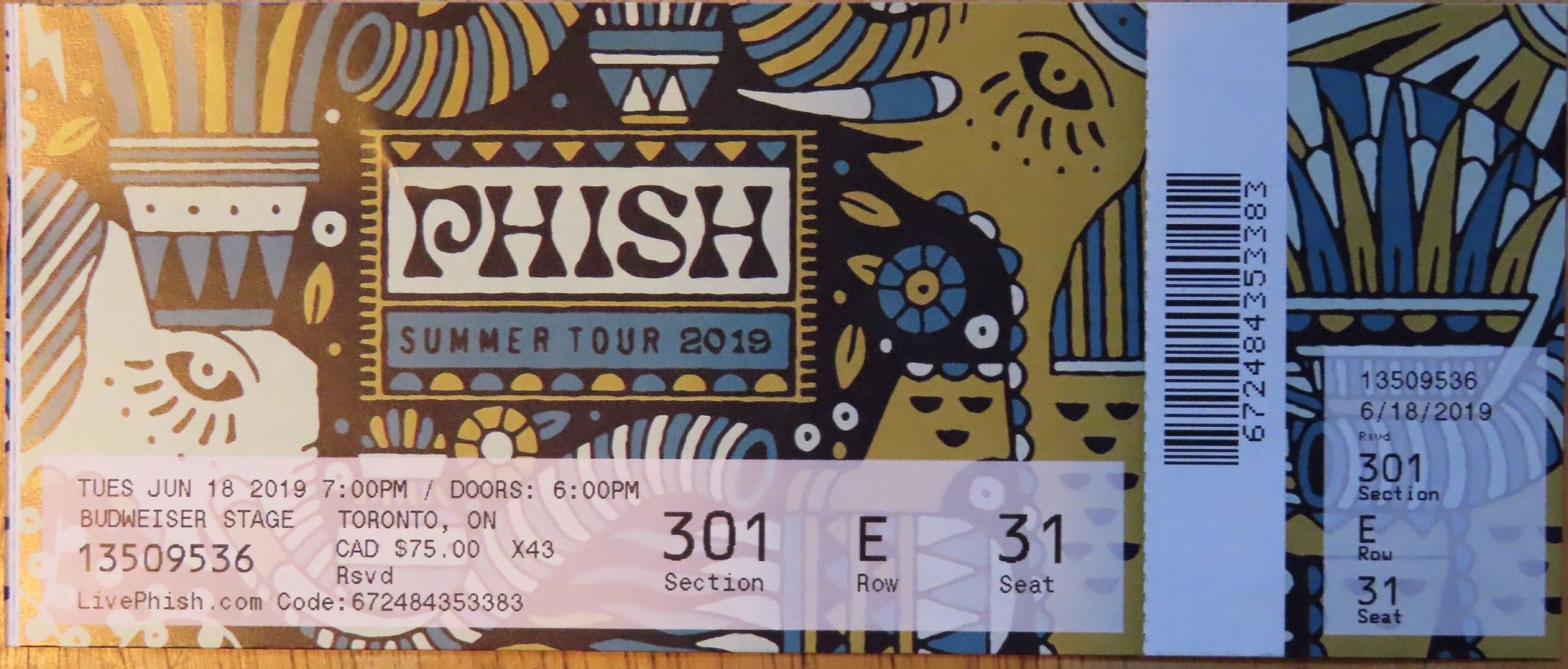 Ticket for 2019-06-18 at Budweiser Stage