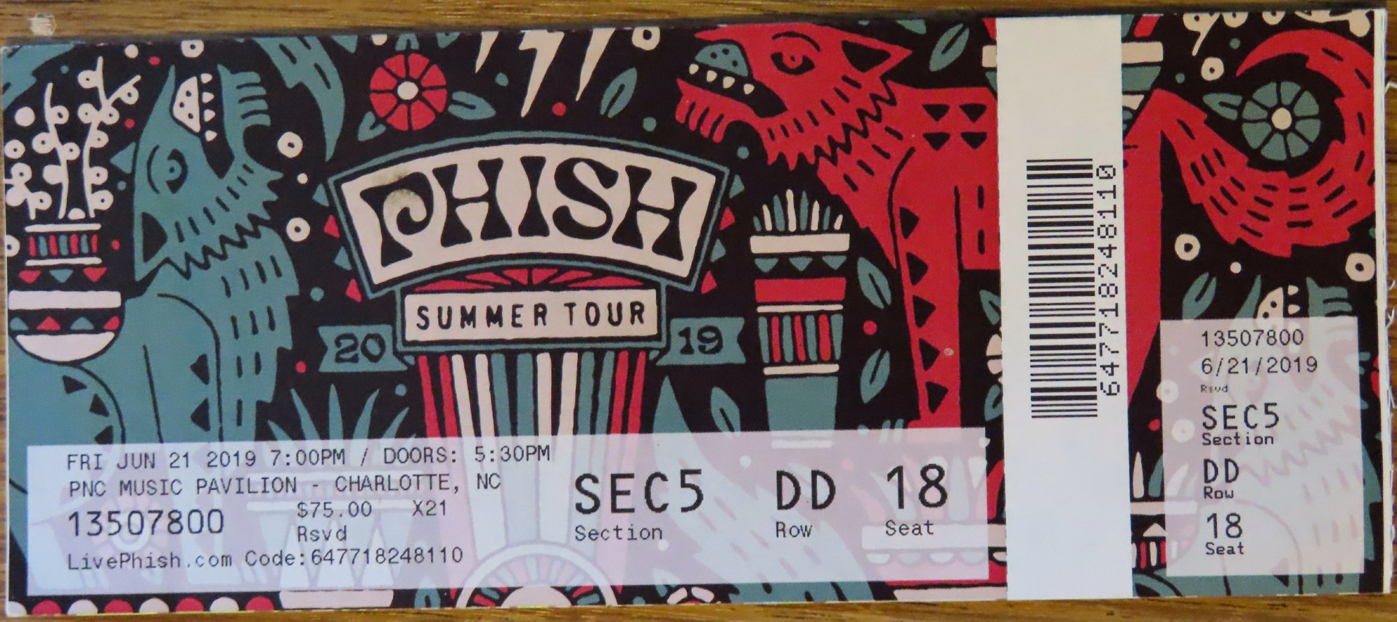 Ticket for 2019-06-21 at PNC Music Pavilion